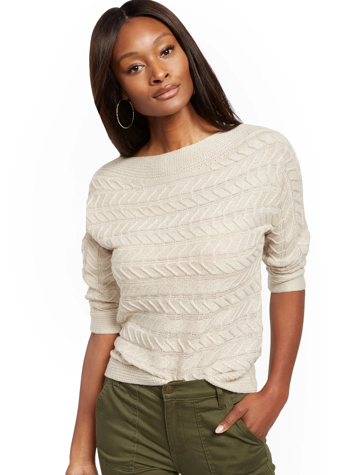 Bateau-Neck Cable-Knit Sweater - Image 6