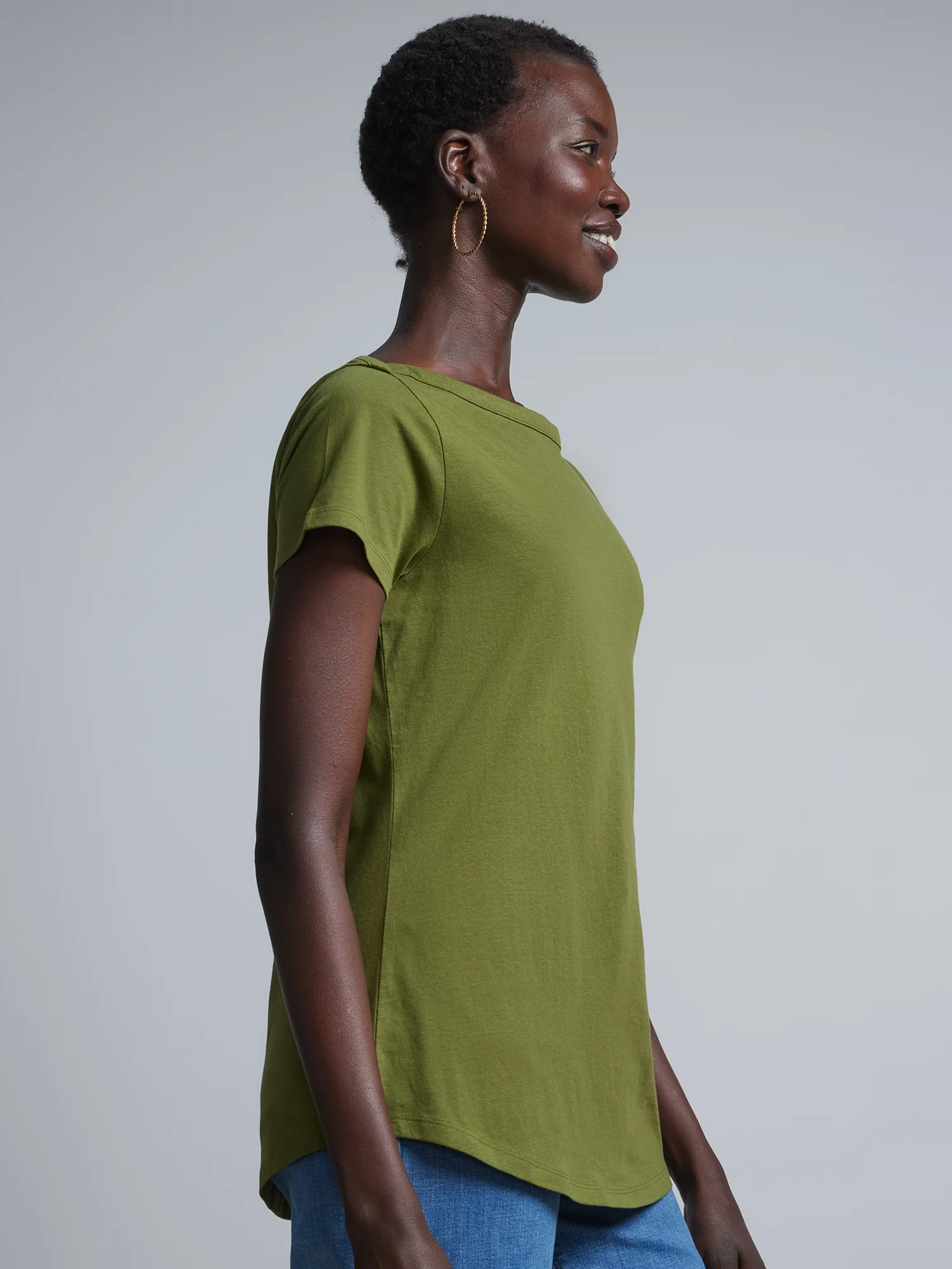 Boat Neck Short Sleeves Basic T-Shirt - Image 18