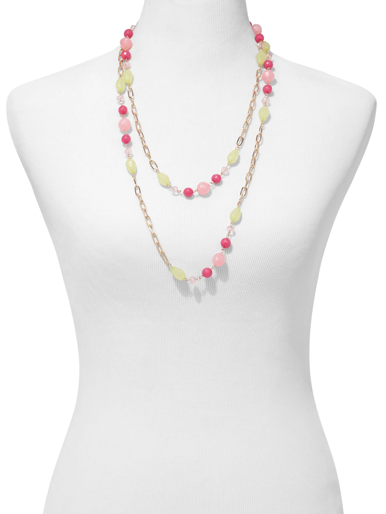 Beaded Double-Row Link Necklace - Image 2