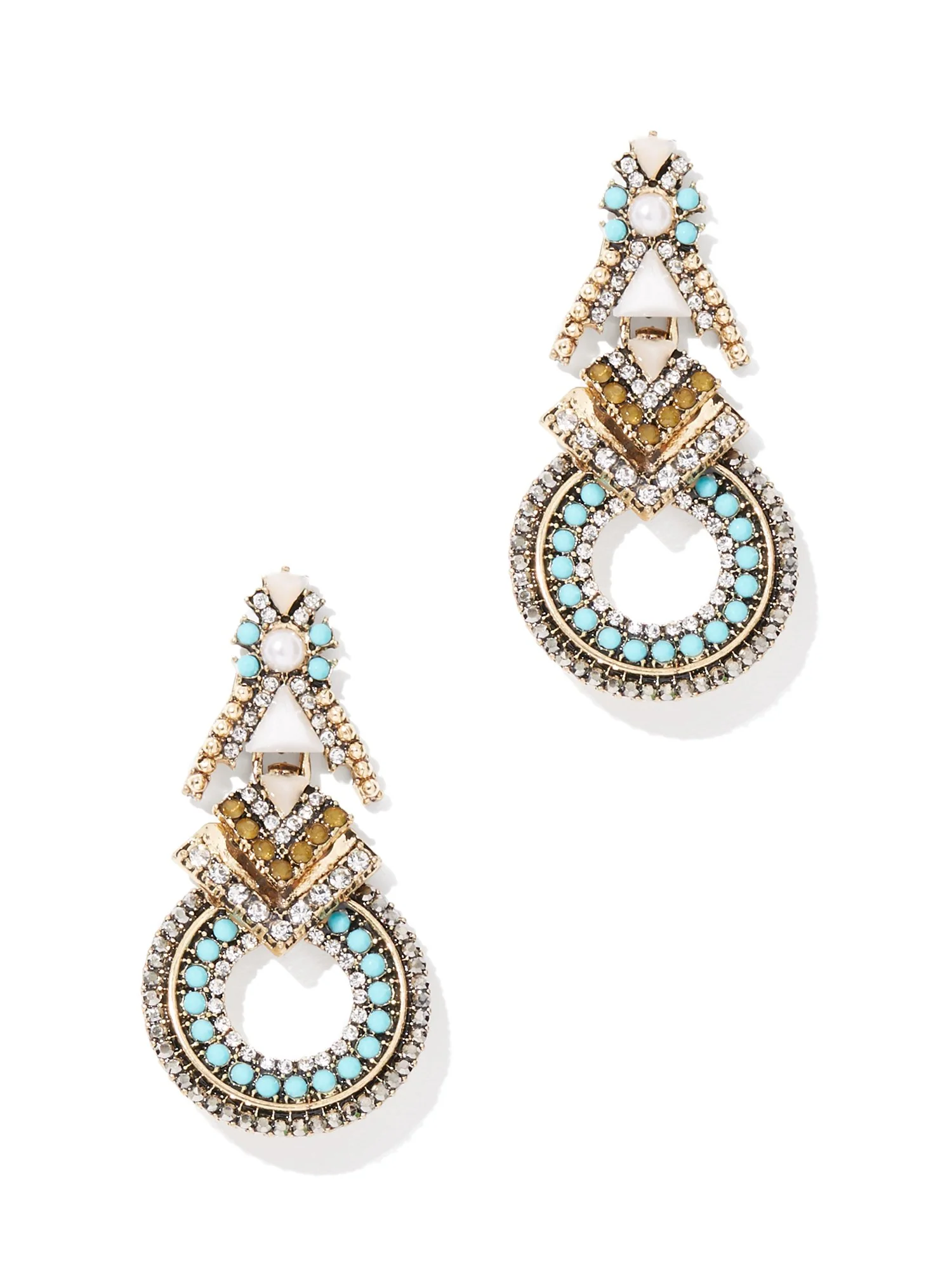 Beaded Goldtone Drop Earring