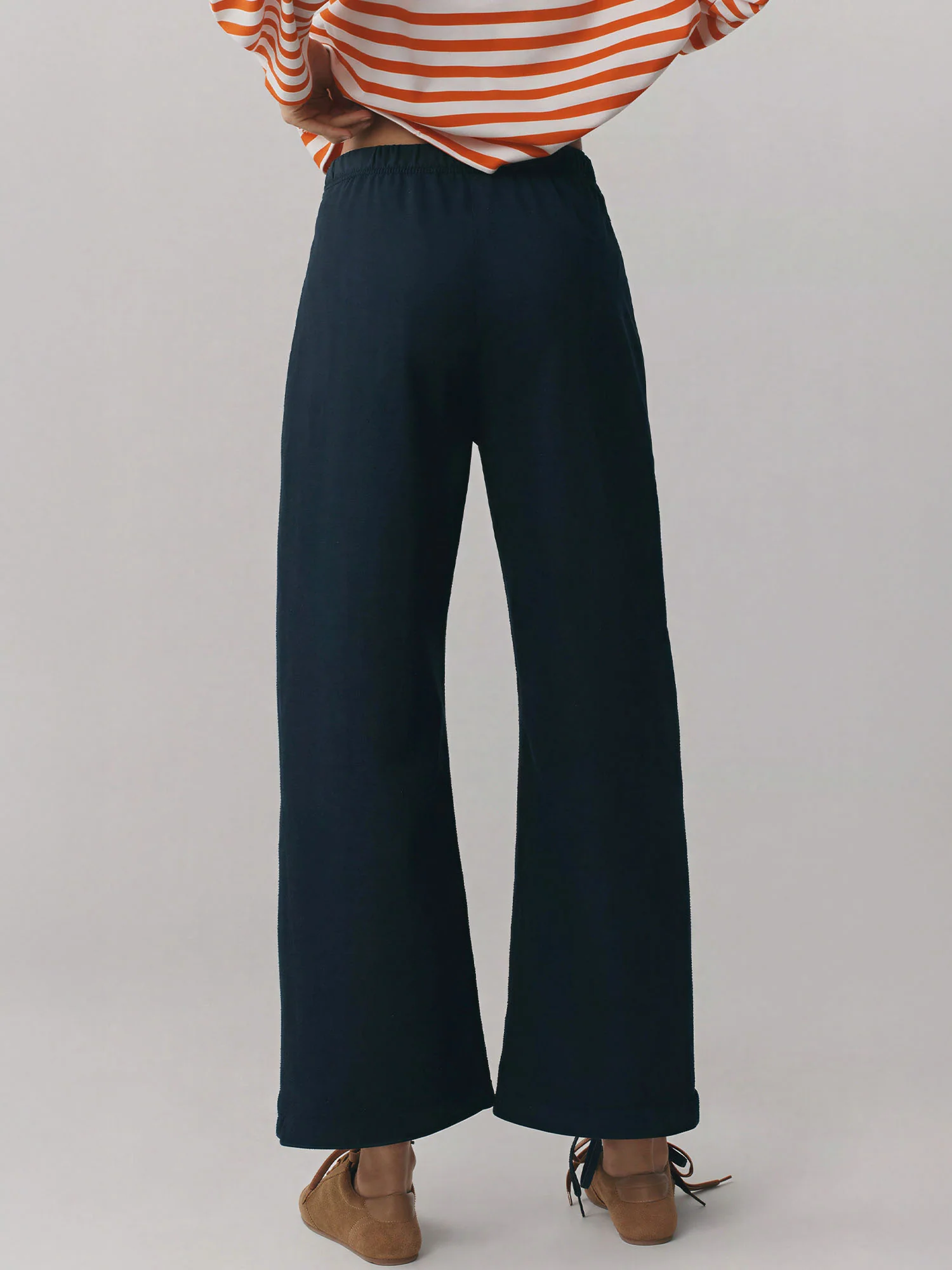 Beaded Tie Waist Linen Flowy Pants - Image 2