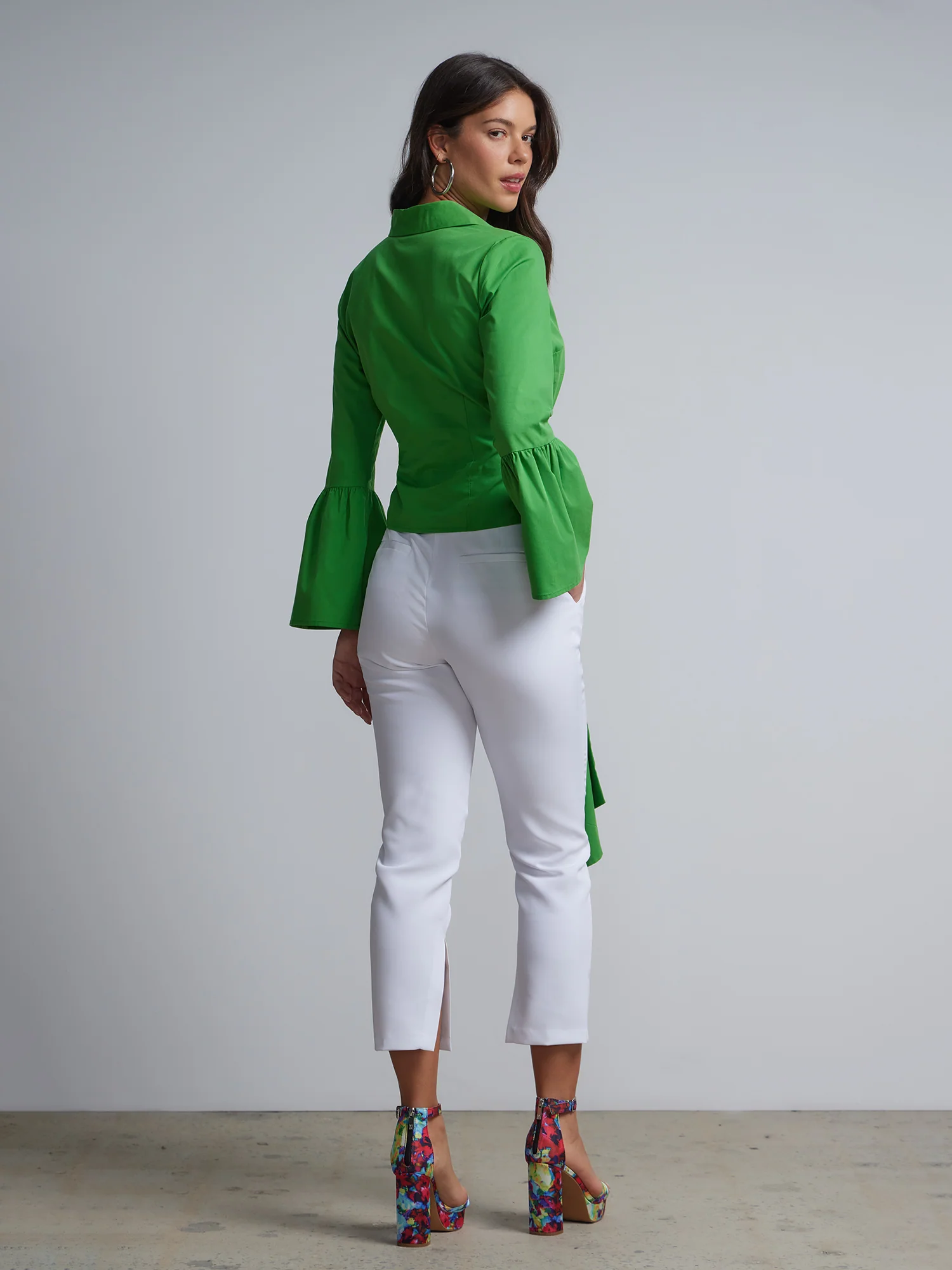 Bell-Sleeve Belted Button-Front Shirt - Image 3
