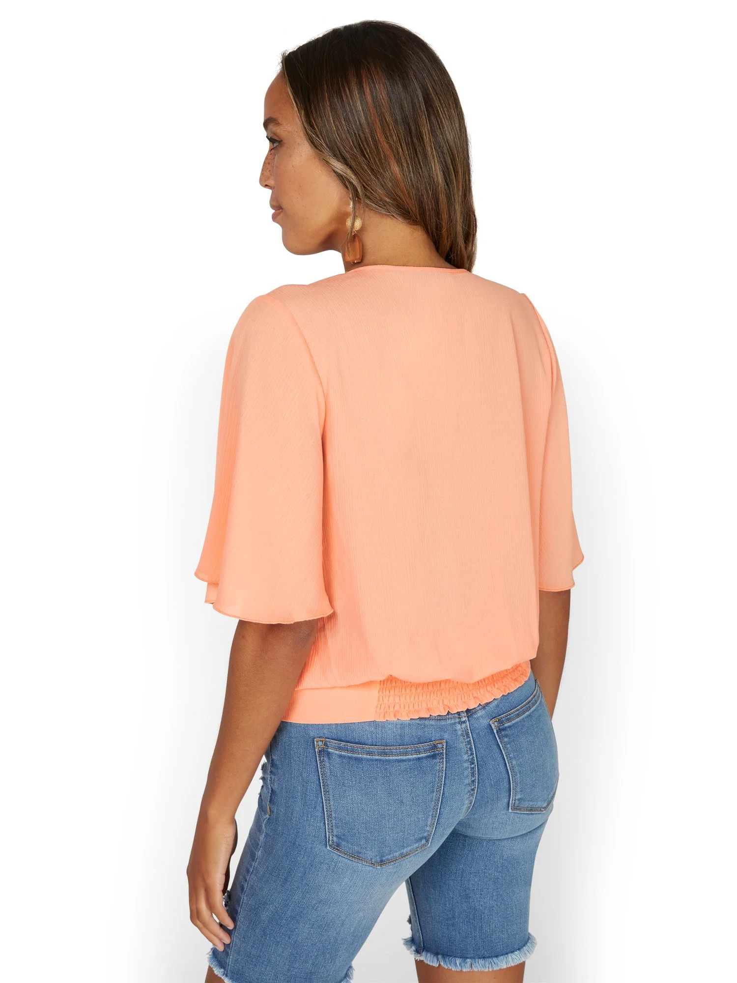 Bell-Sleeve V-Neck Blouse - Lily & Cali - Image 13