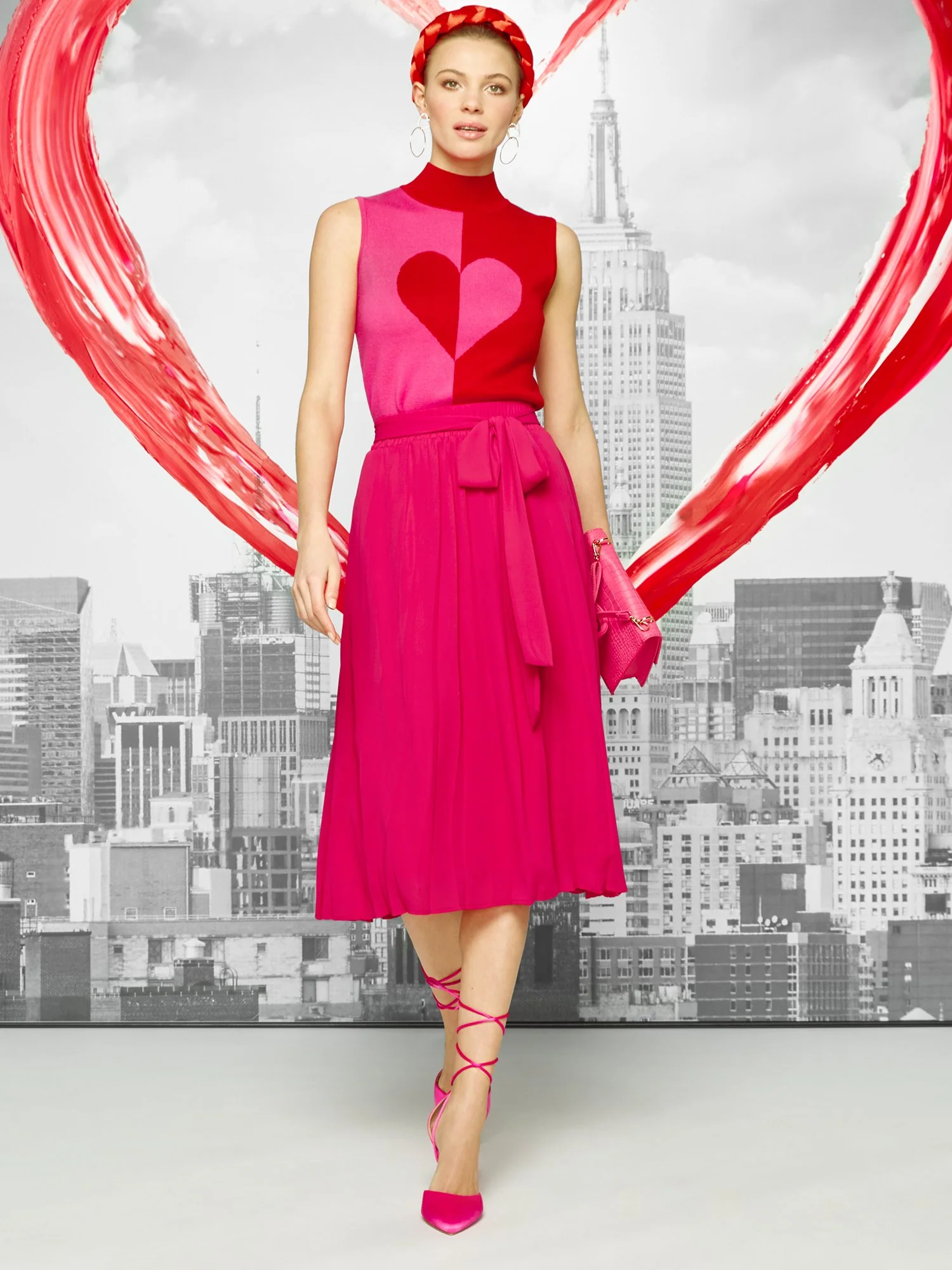 Belt-Waist Pleated Midi Skirt - Image 2