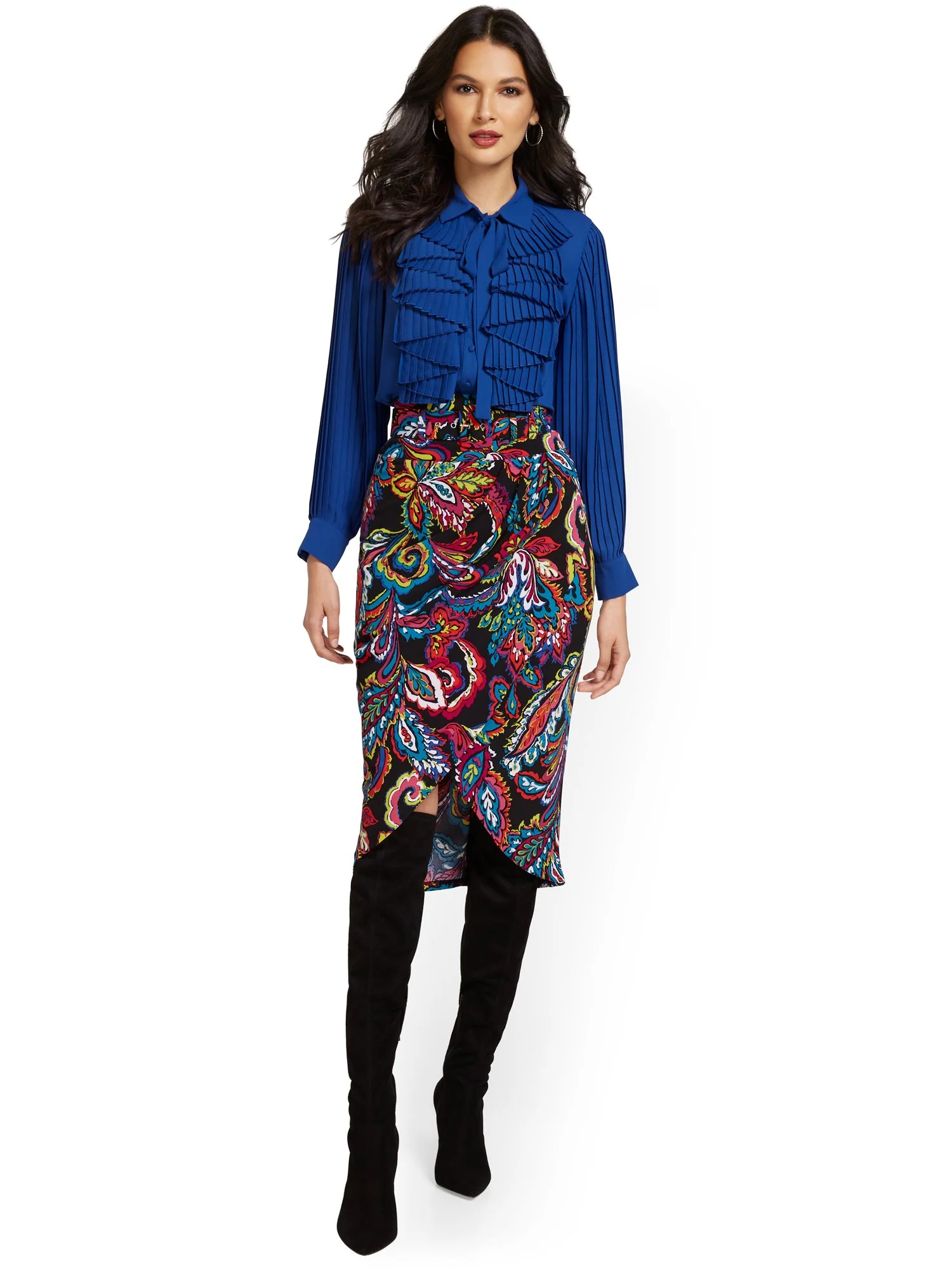 Belted Floral Pencil Skirt - Image 4