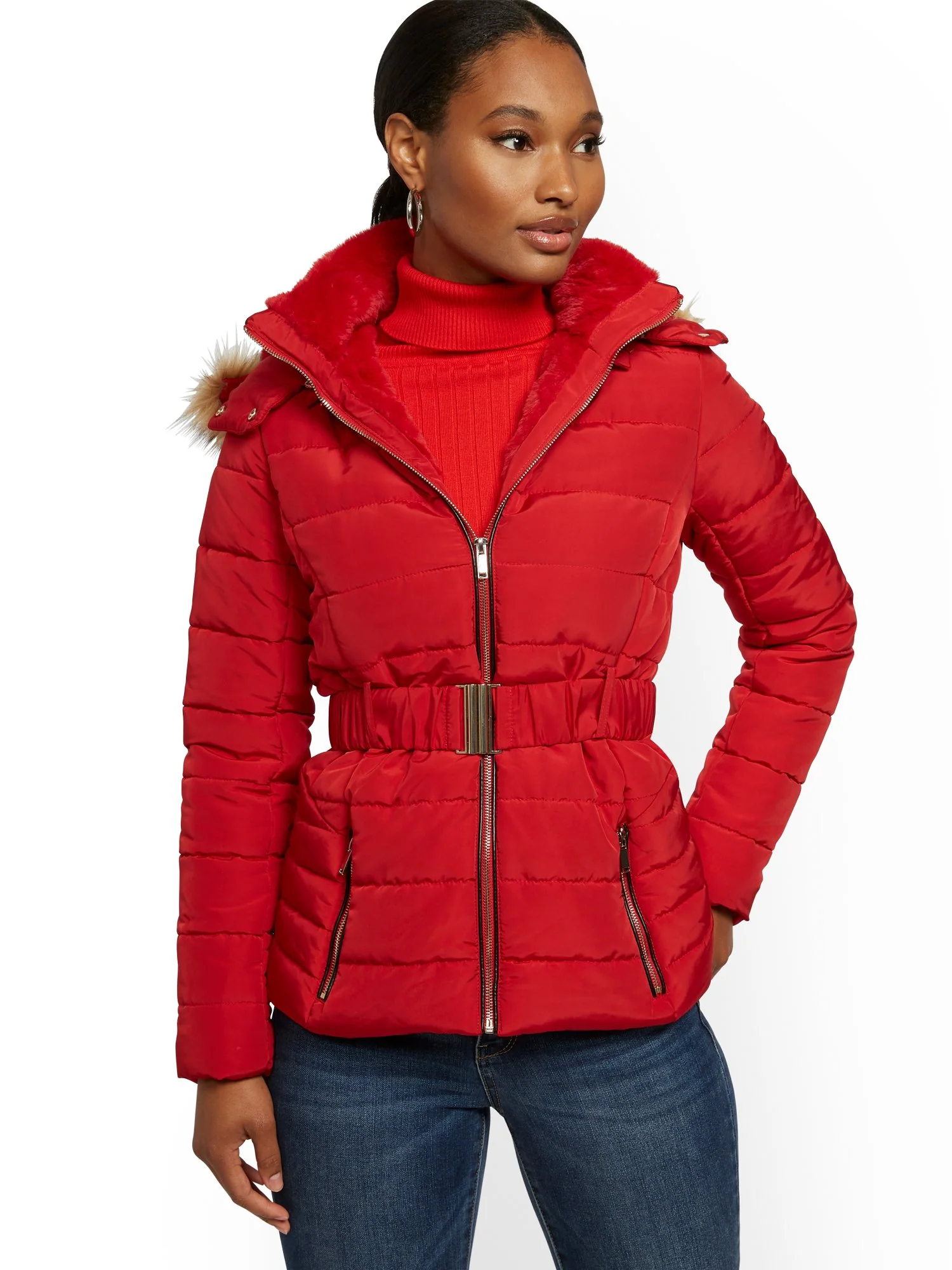 Belted & Hooded Puffer Jacket - Image 14
