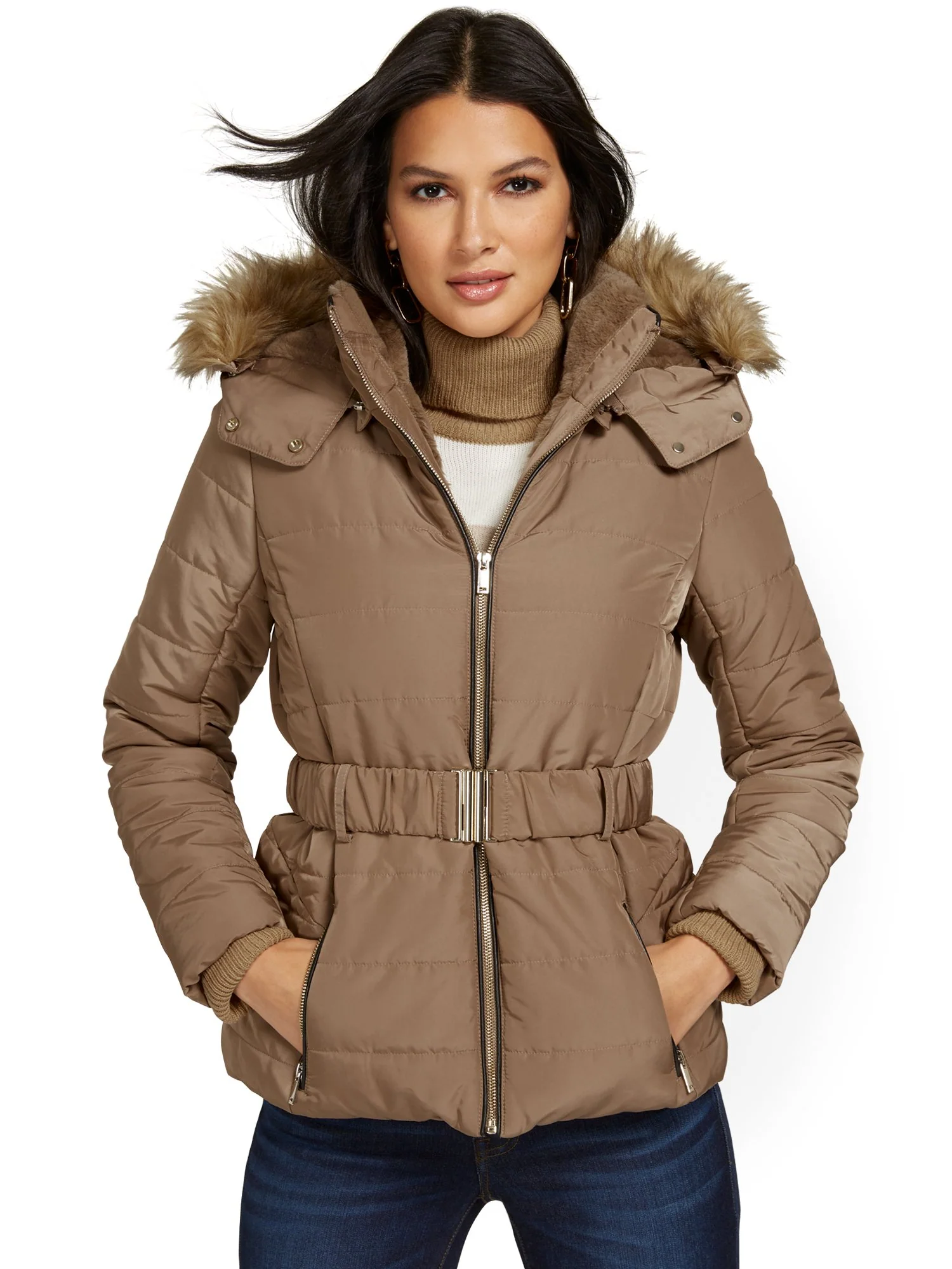 Belted & Hooded Puffer Jacket - Image 19