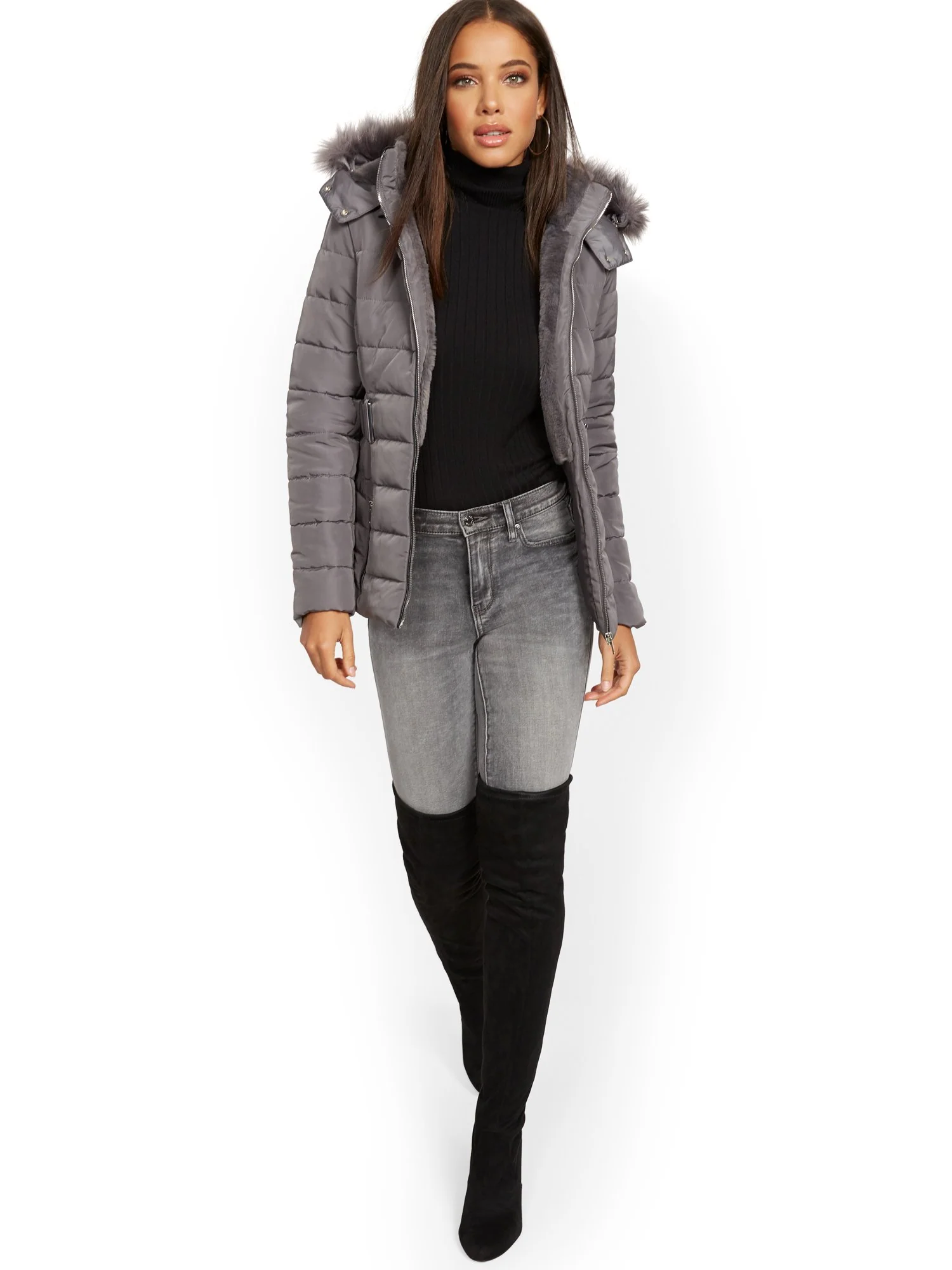 Belted & Hooded Puffer Jacket - Image 21