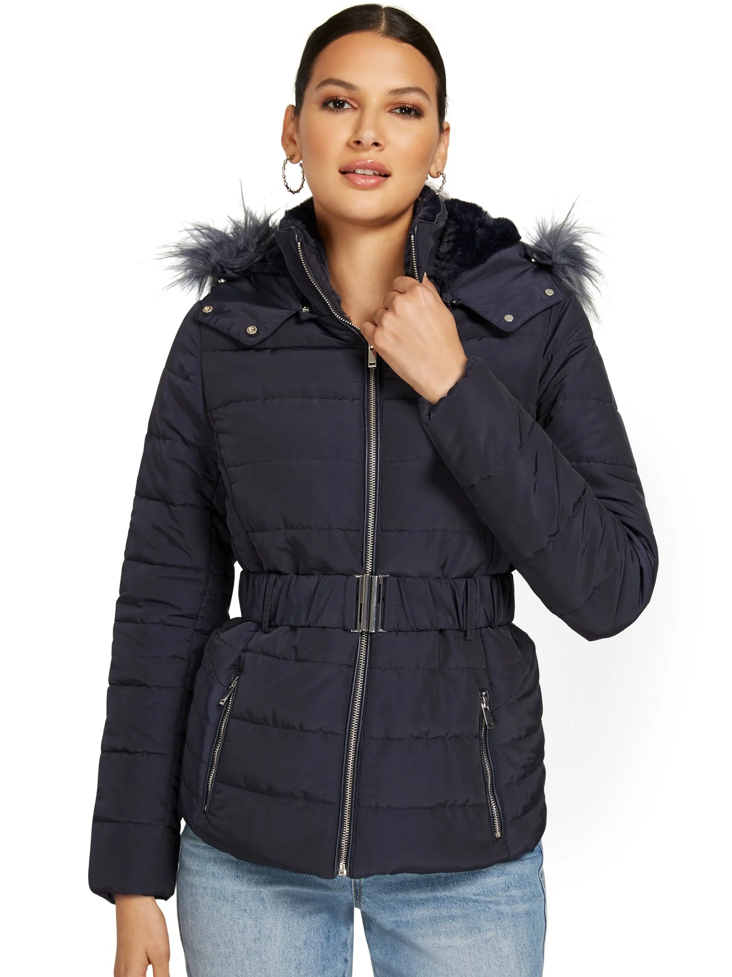 Belted & Hooded Puffer Jacket - Image 30