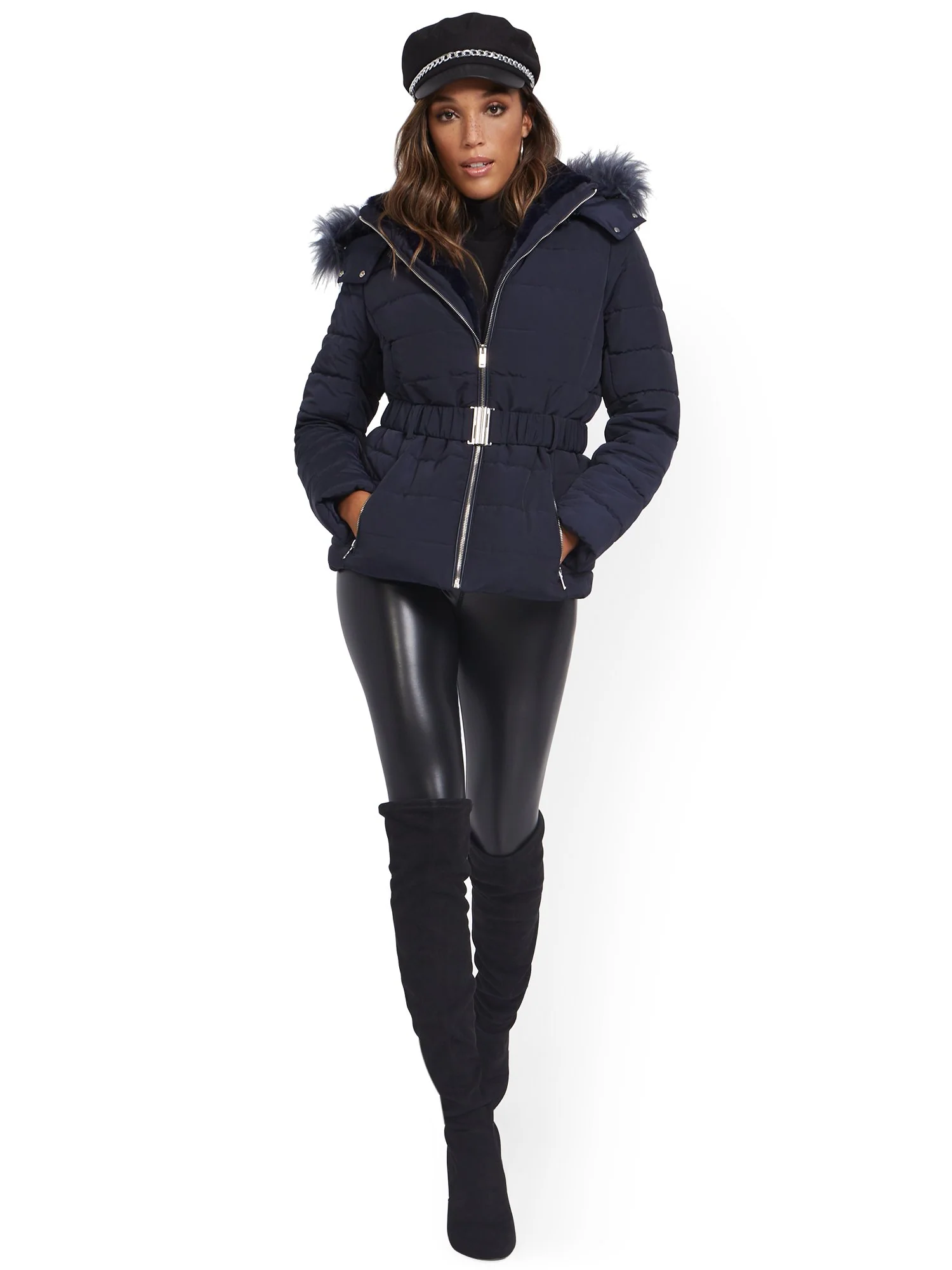 Belted & Hooded Puffer Jacket - Image 33