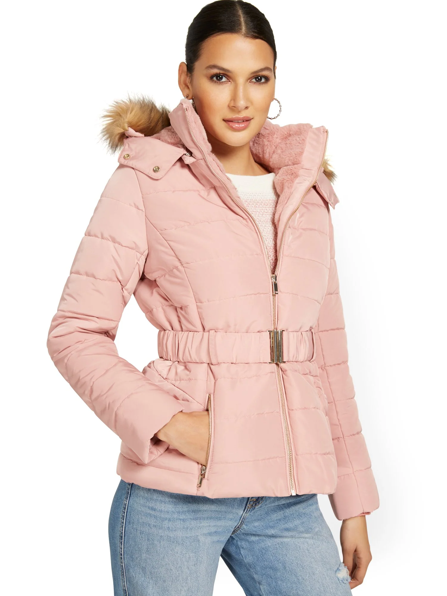 Belted & Hooded Puffer Jacket - Image 9