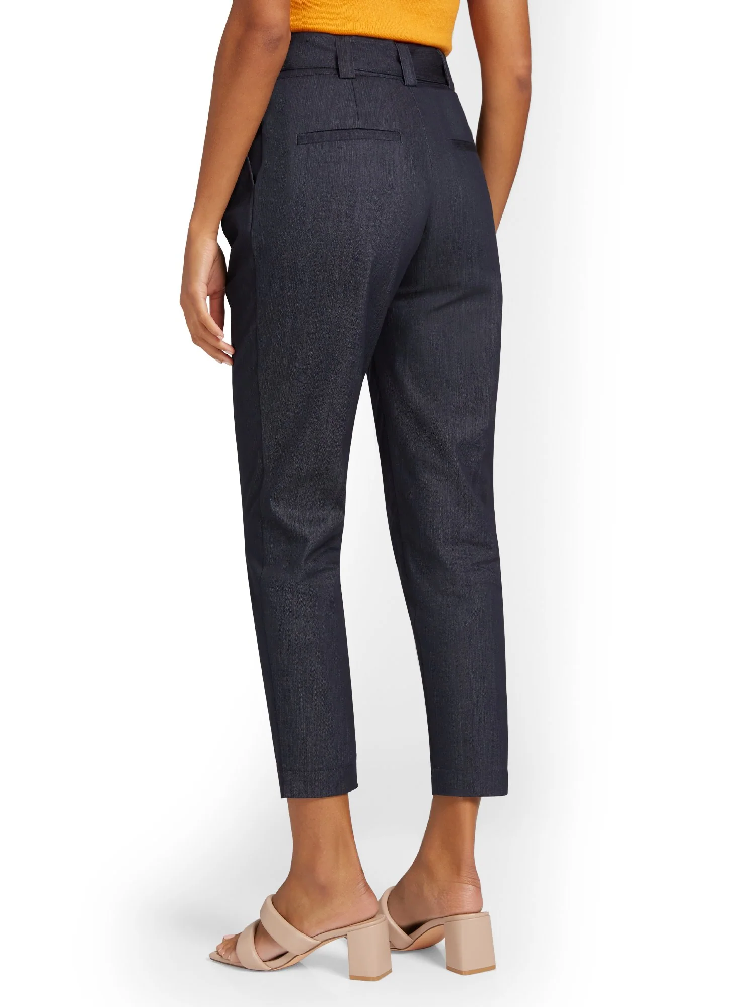 Belted Tapered Ankle Pant - Navy - Image 3