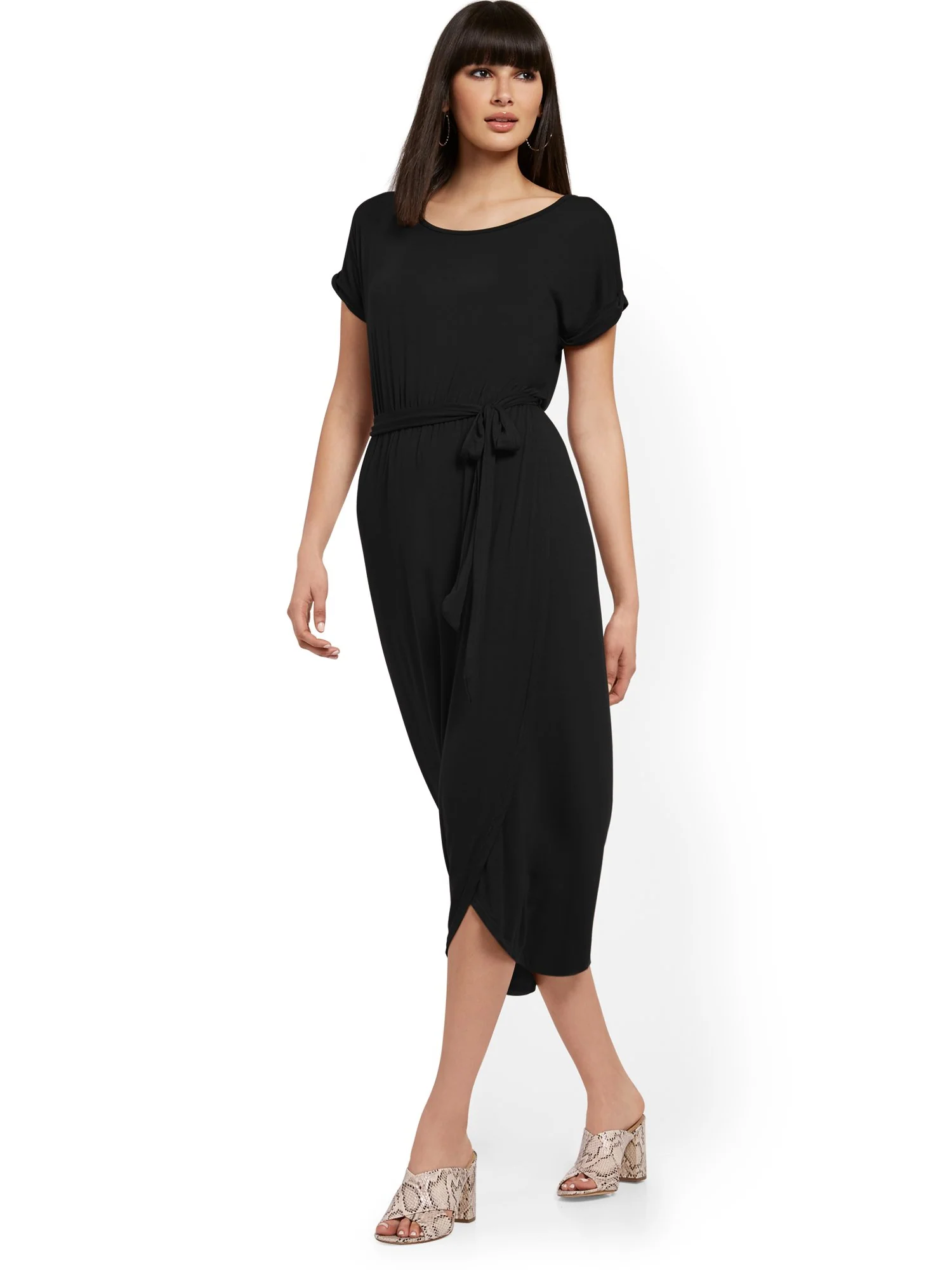 Belted Tulip-Hem Midi Dress - NY&C Style System