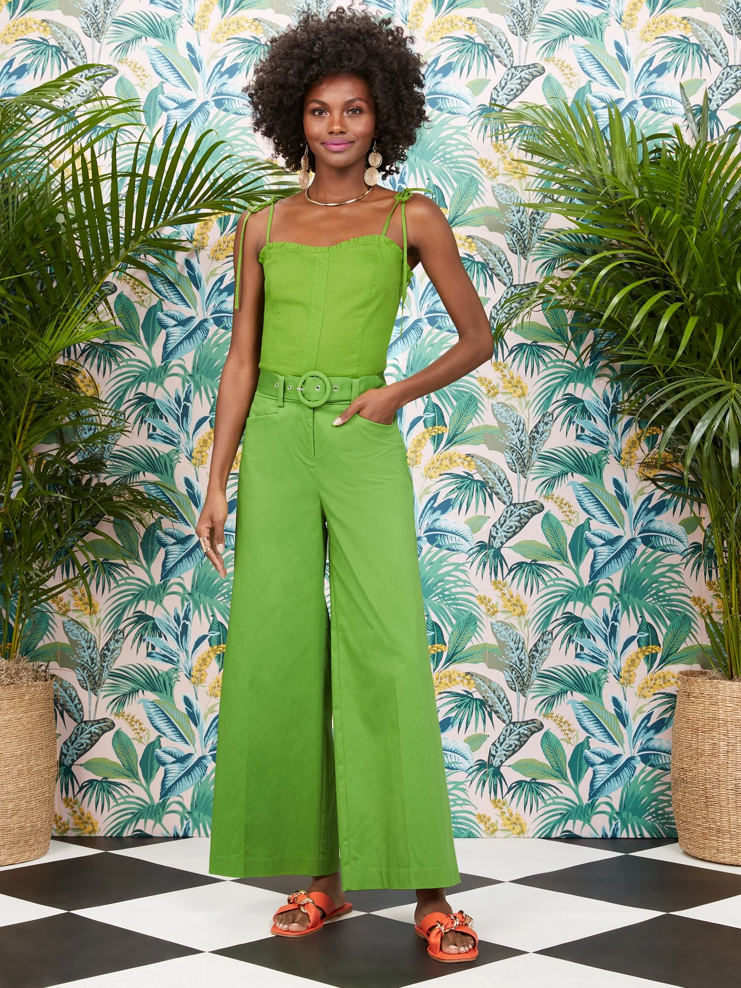 Belted Wide-Leg Capri Pant