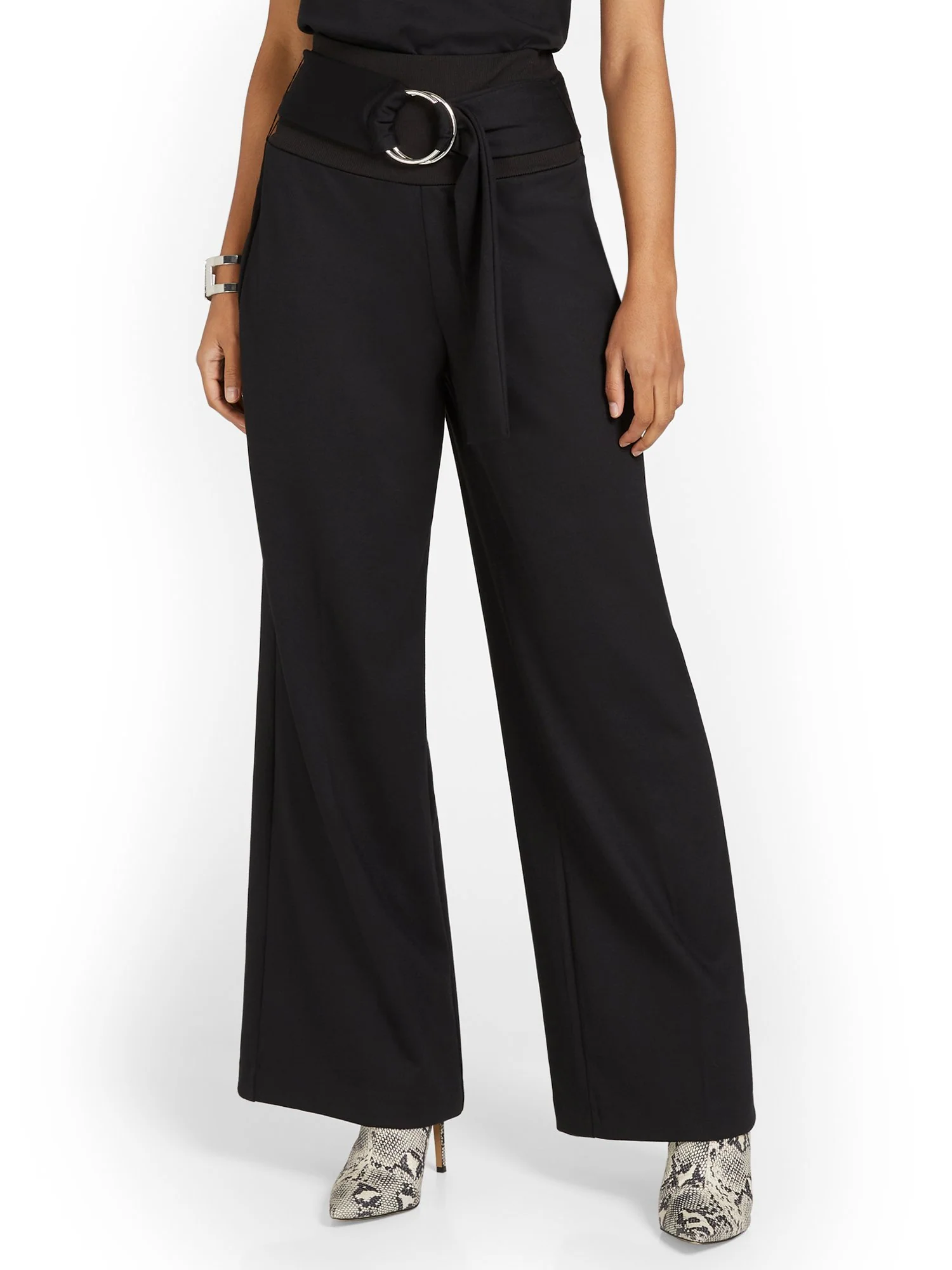 Belted Wide-Leg Ponte Pant - Image 2