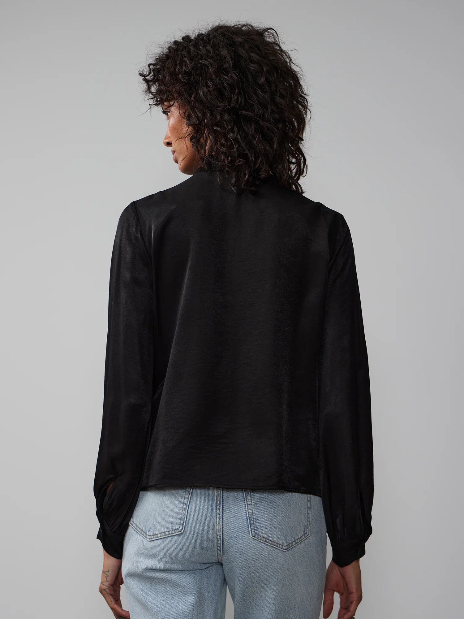 Bishop Sleeve Button-Front Voile Blouse - Image 3