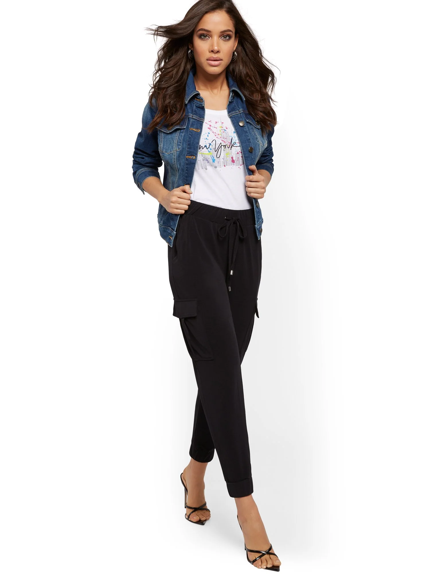 Black Crepe Cargo Pant - Everywhere Collection - Image 2