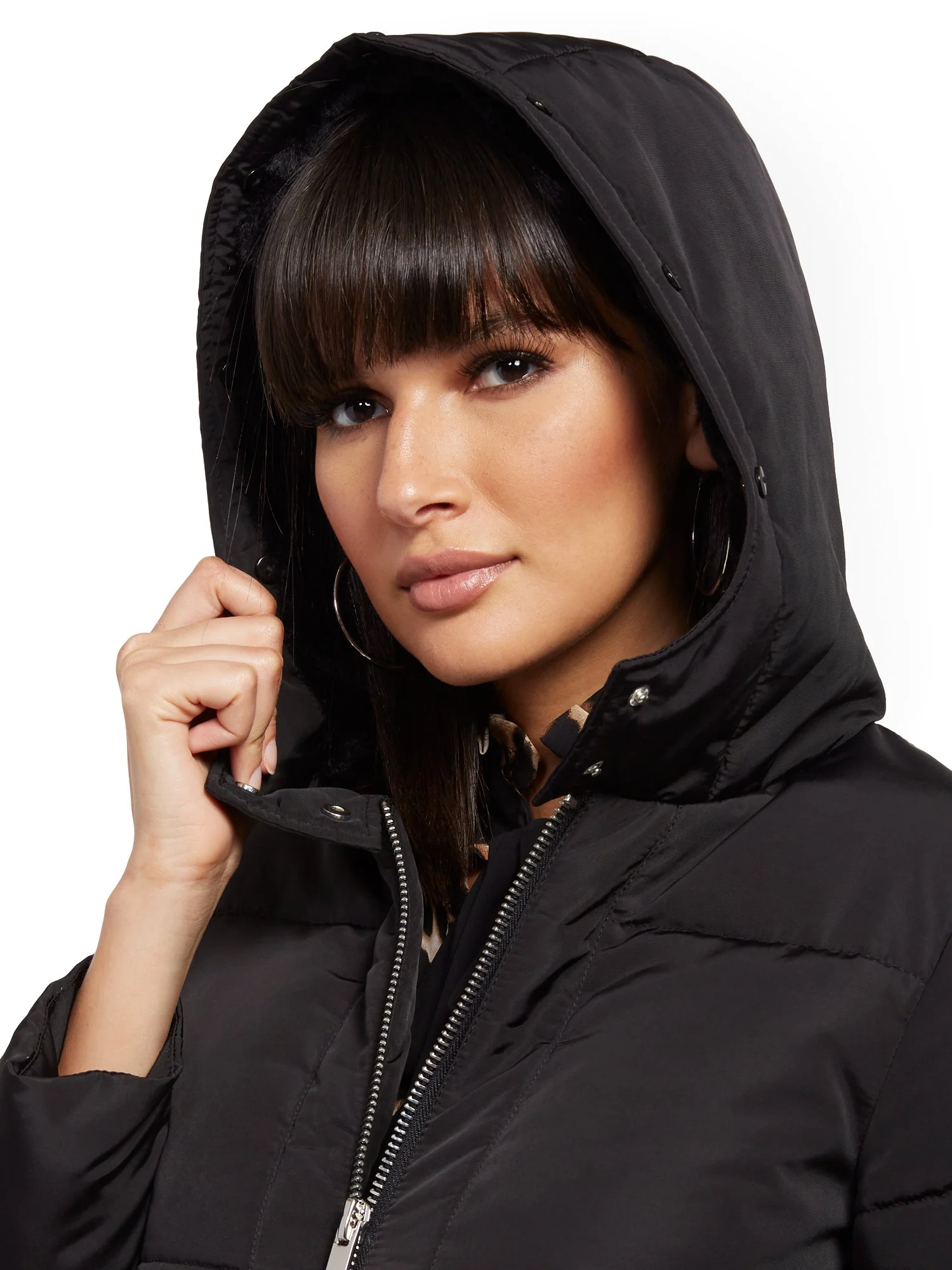 Black Hooded Puffer Jacket - Image 4