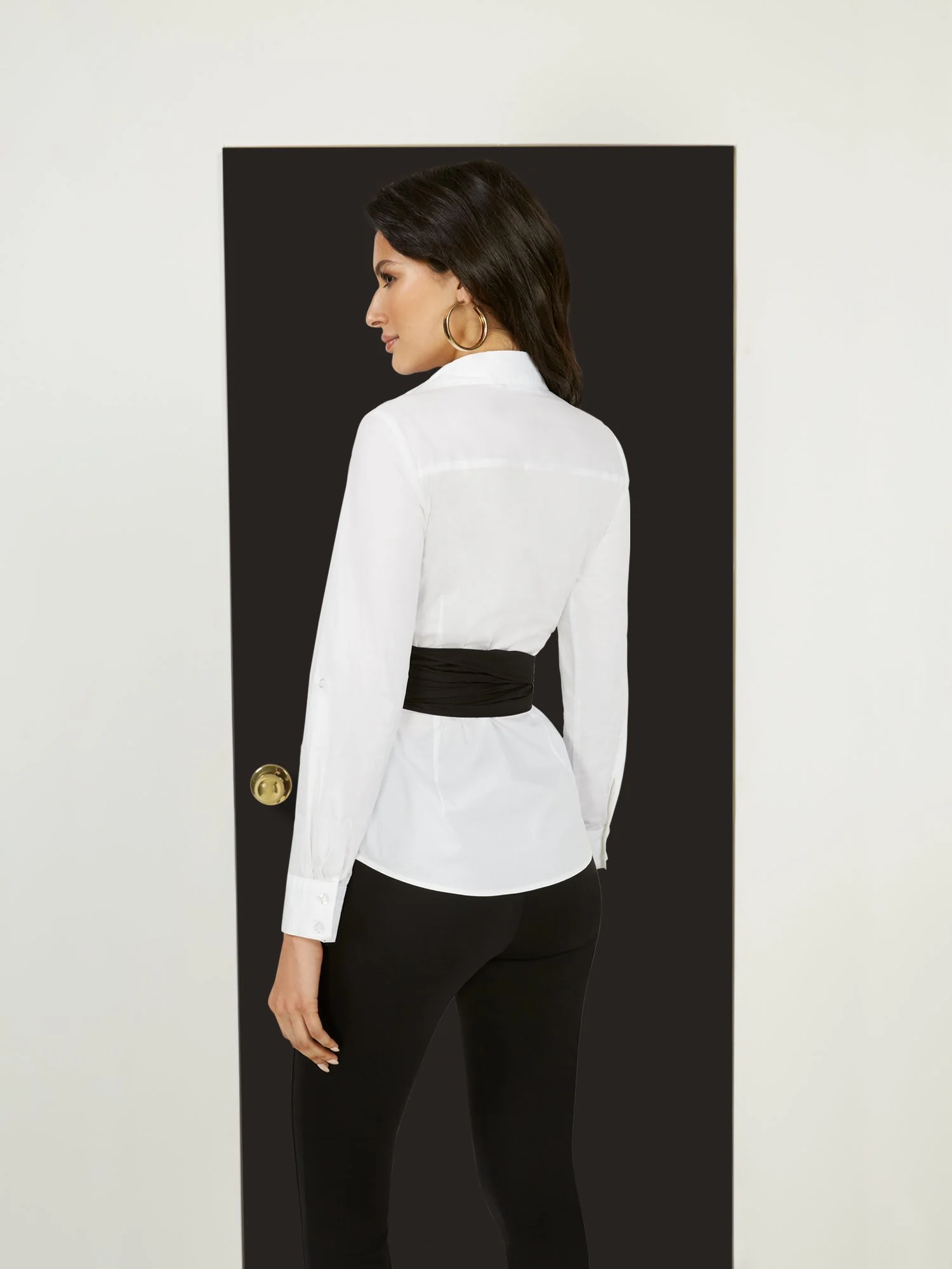 Black & White Drama Wrap Top - Image 3