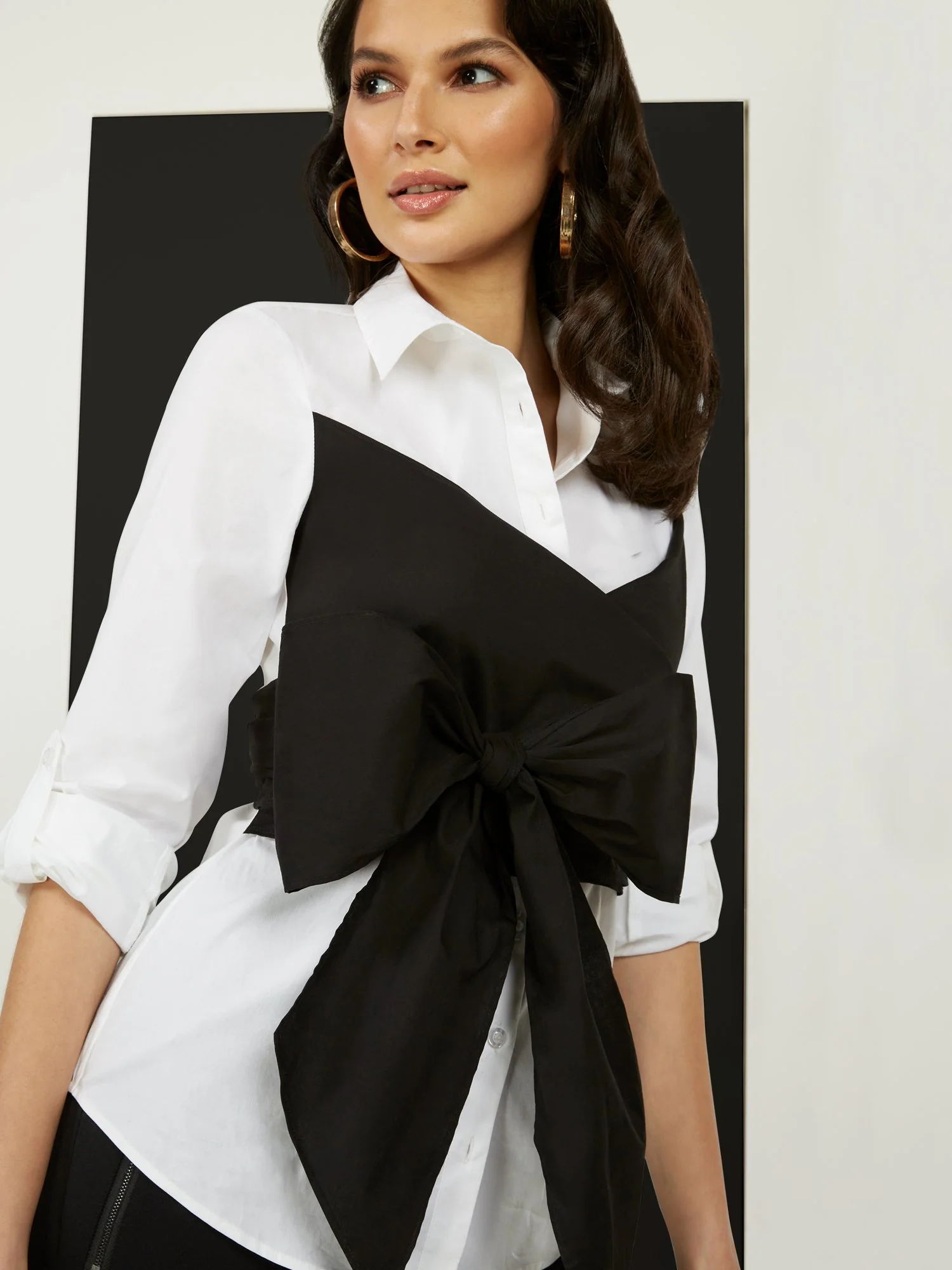 Black & White Drama Wrap Top - Image 4