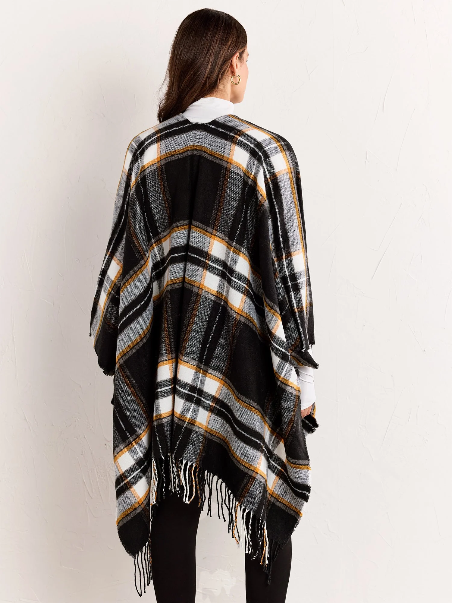 Justin Taylor Black & Yellow Plaid Fringe Wrap - Brands We Love - Image 4