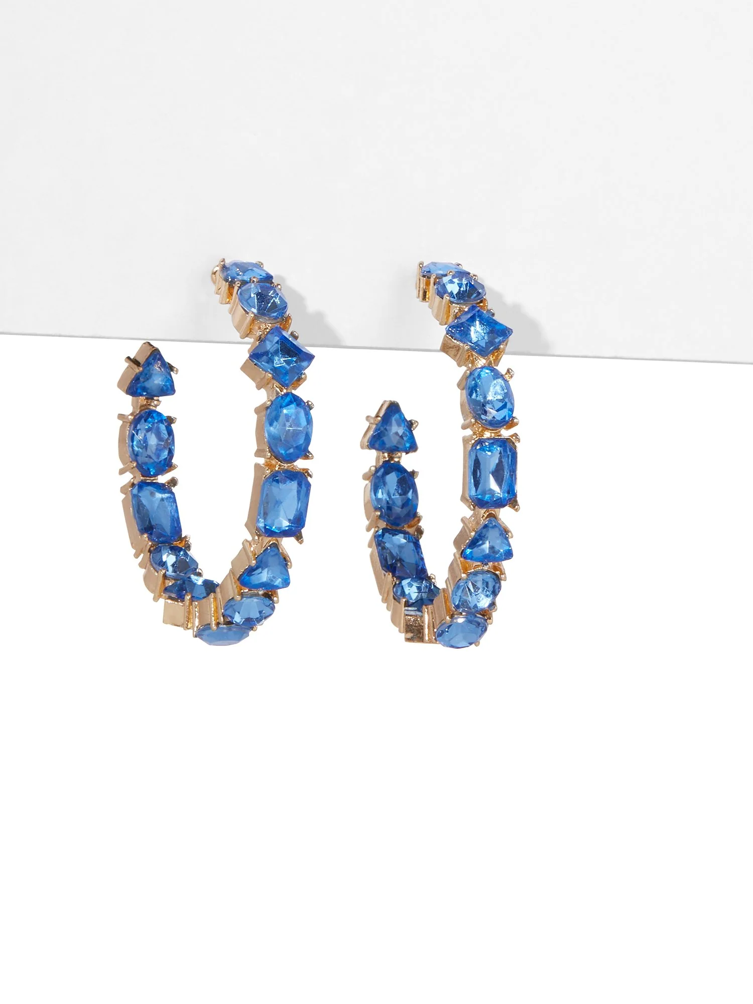 Blue Gemstone Hoop Earrings
