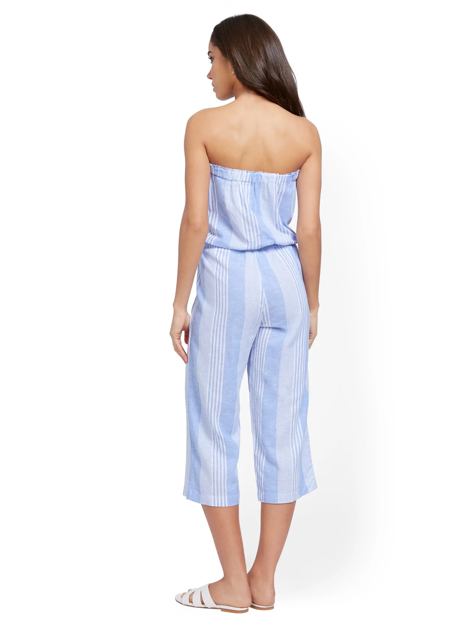 Blue Stripe Linen Jumpsuit - Image 3