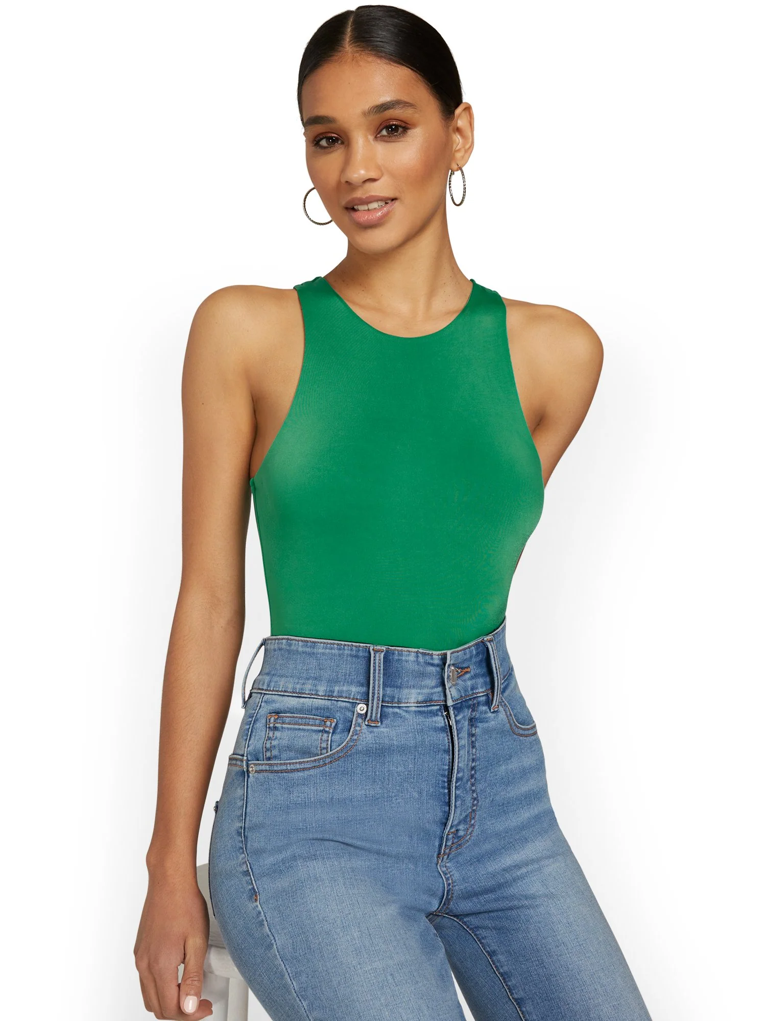 Body Contour Sleeveless Crewneck Bodysuit - Image 8
