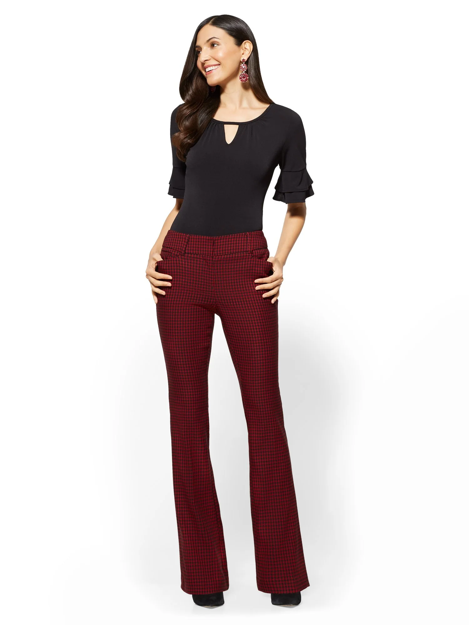 Bootcut Pant - Modern Fit - Check Print - 7th Avenue - Image 4