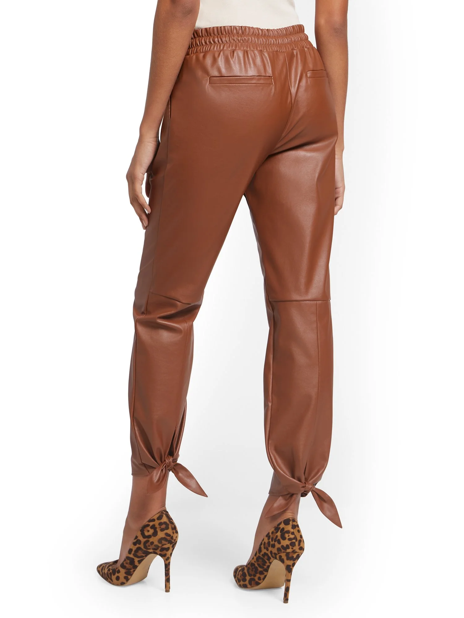 Bow-Accent Faux-Leather Jogger Pant - Image 3