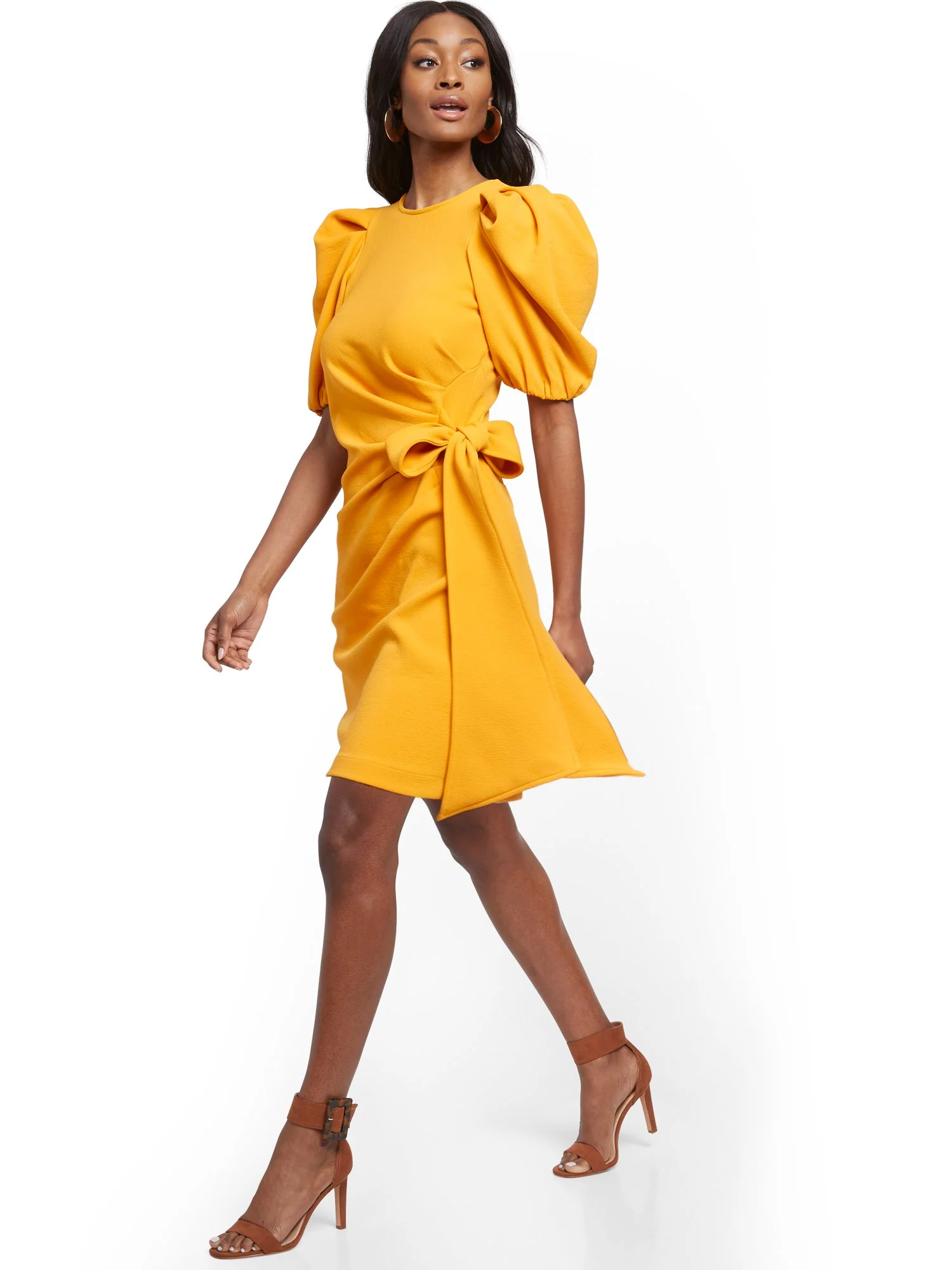 Bow-Accent Pleated Sheath Dress - Image 12