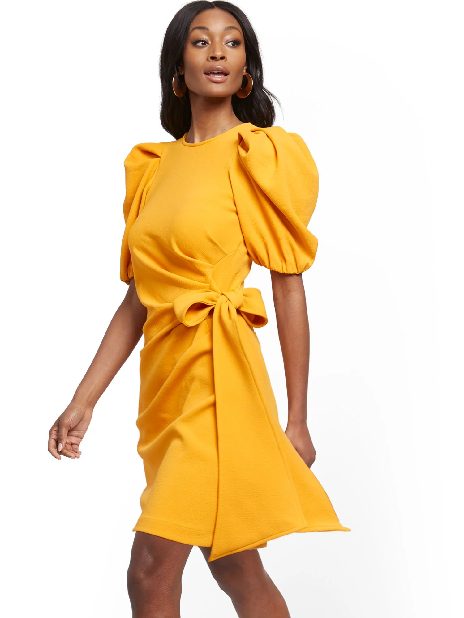 Bow-Accent Pleated Sheath Dress - Image 9