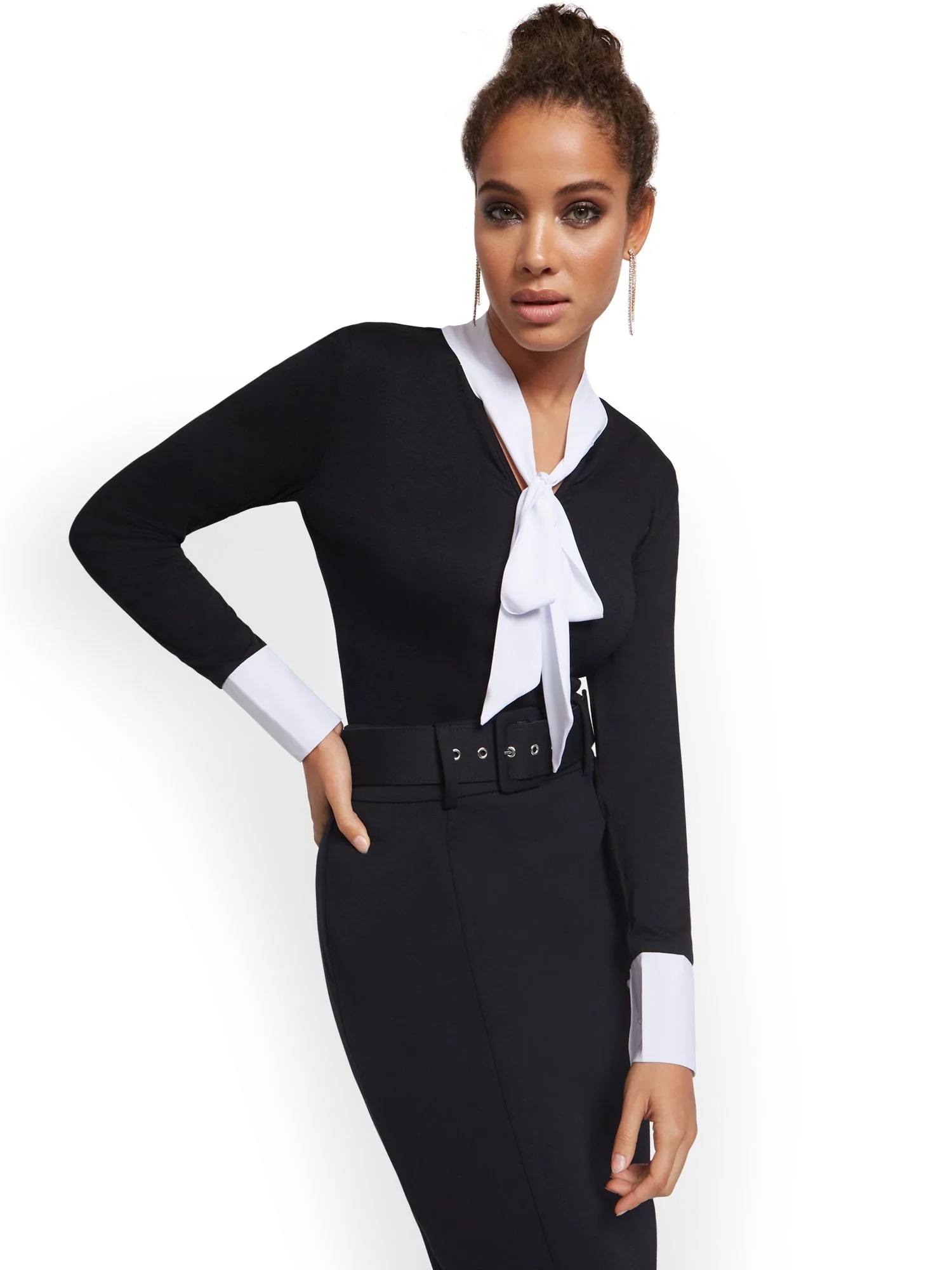 Bow-Accent Twofer Blouse - Image 2