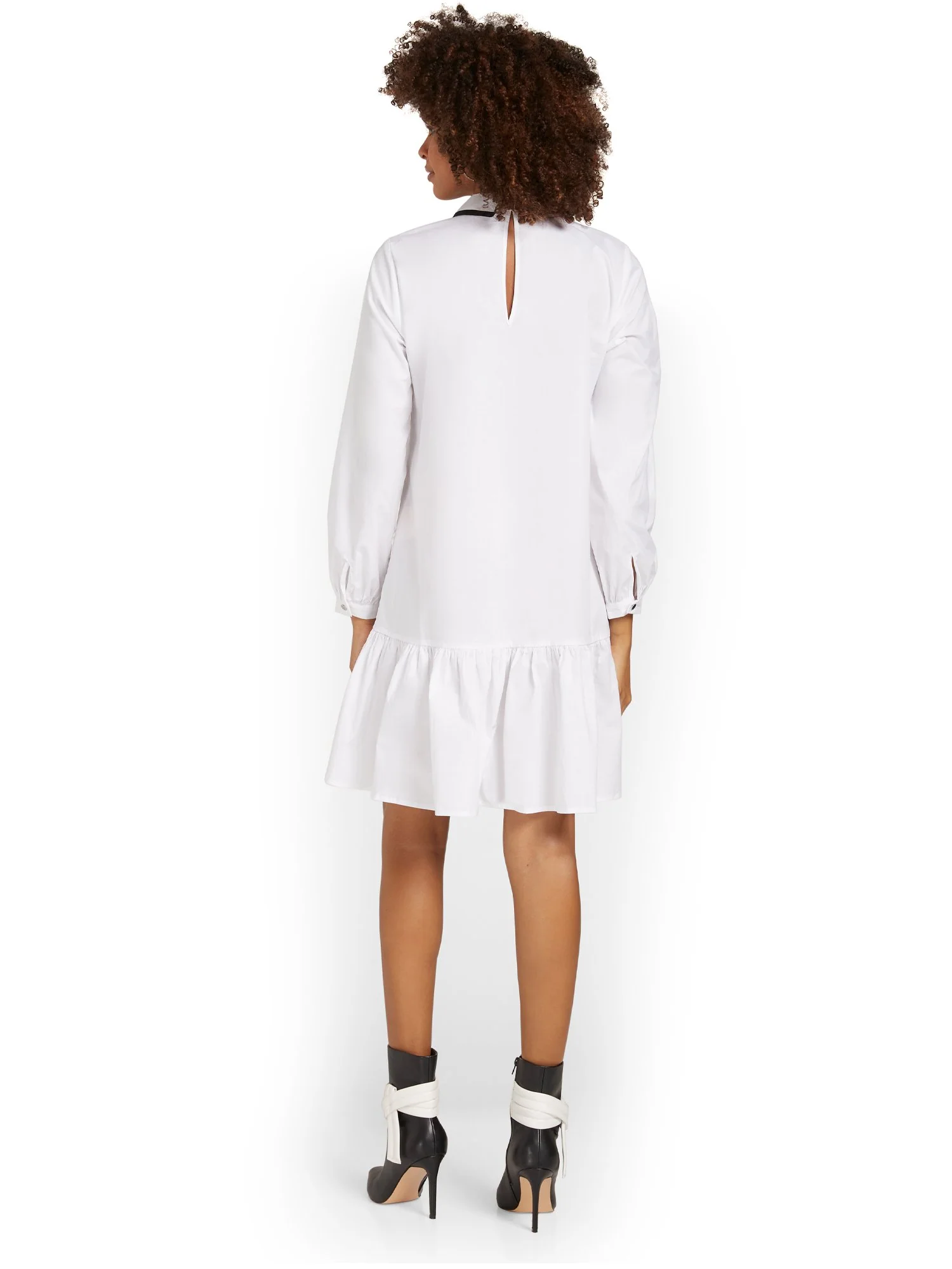 Bow-Neck Poplin Dress - Image 6