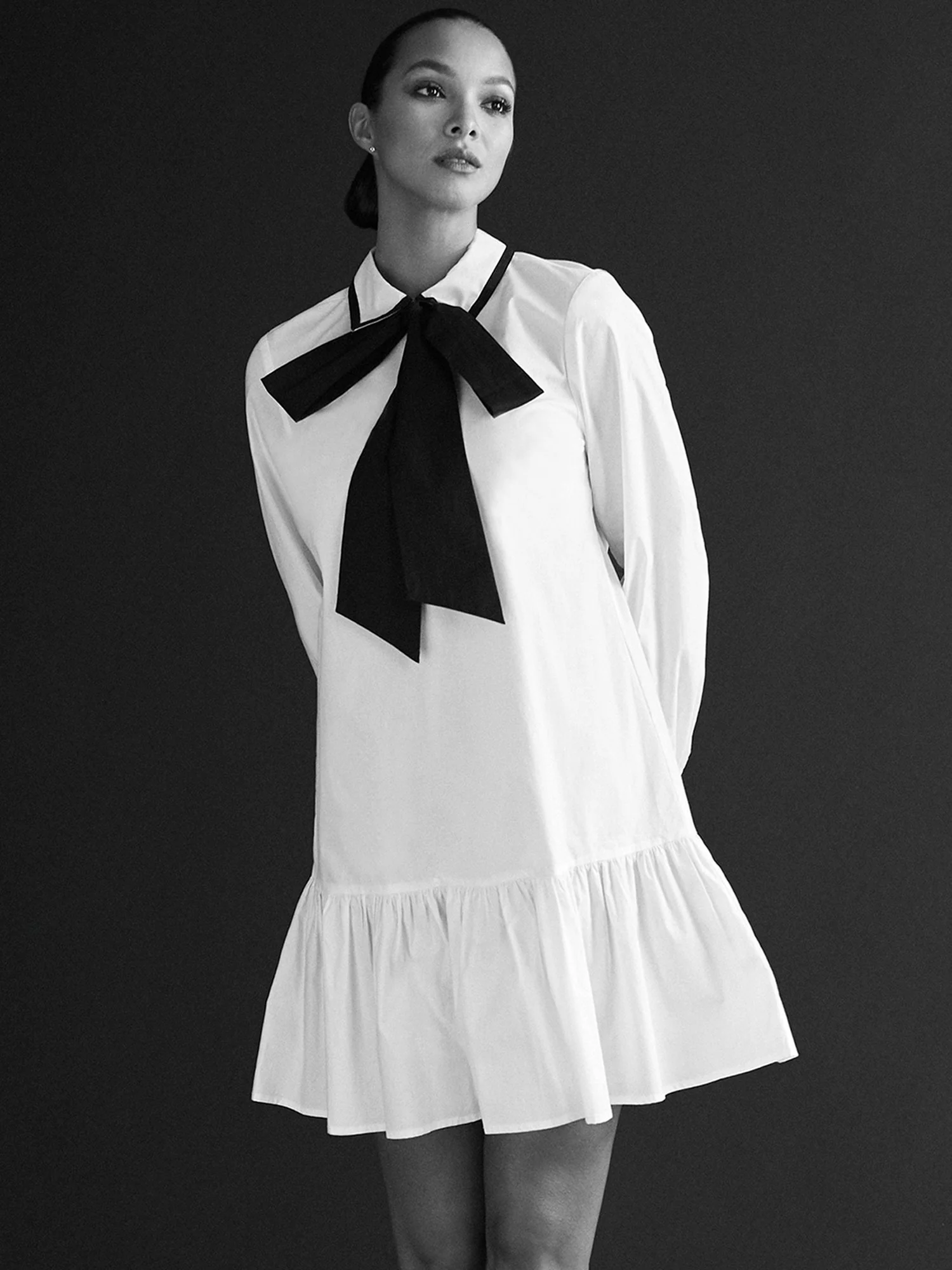 Bow-Neck Poplin Dress - Image 7