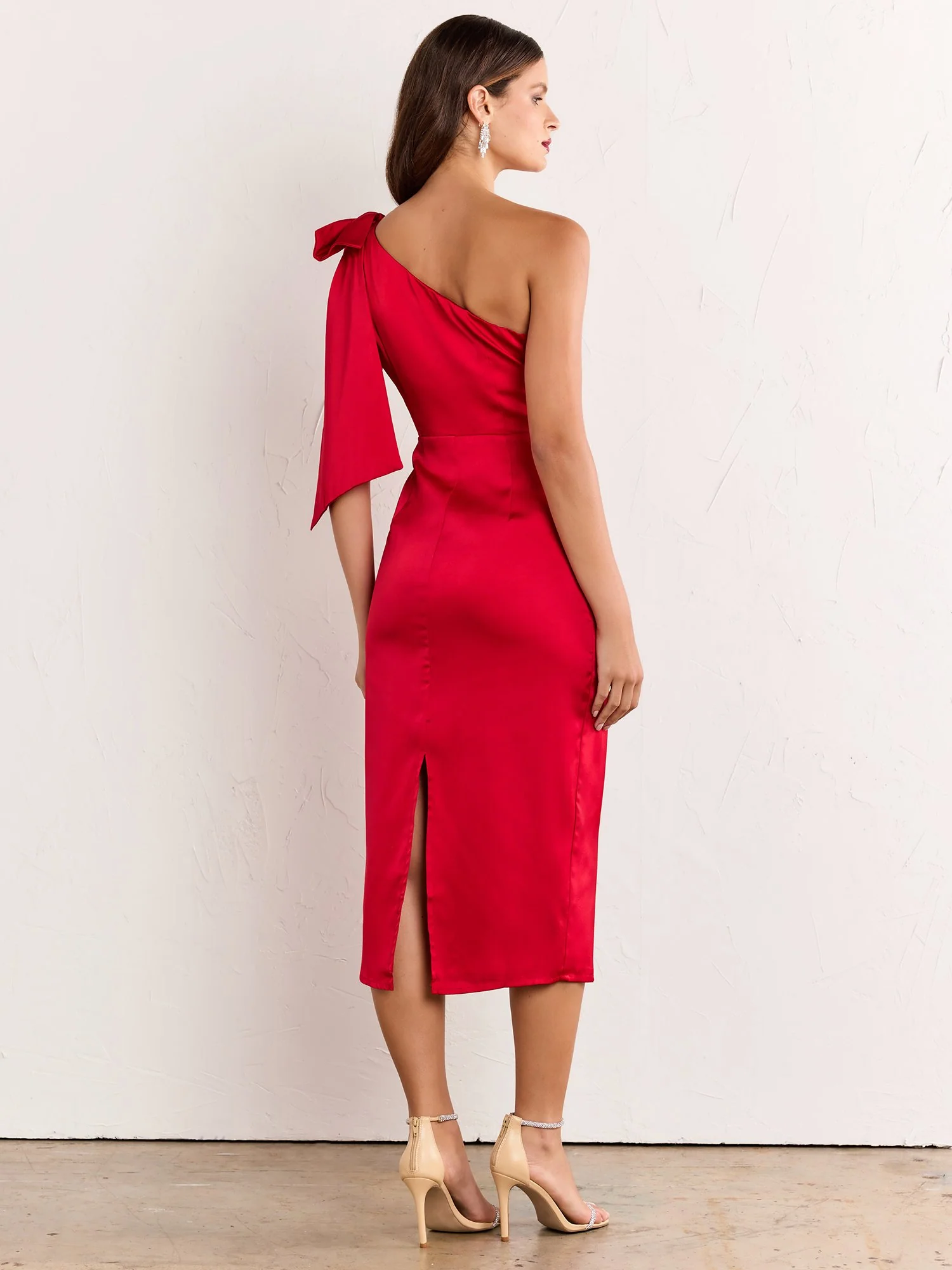 Bow One-Shoulder Satin Midi Dress - Lena - Image 10
