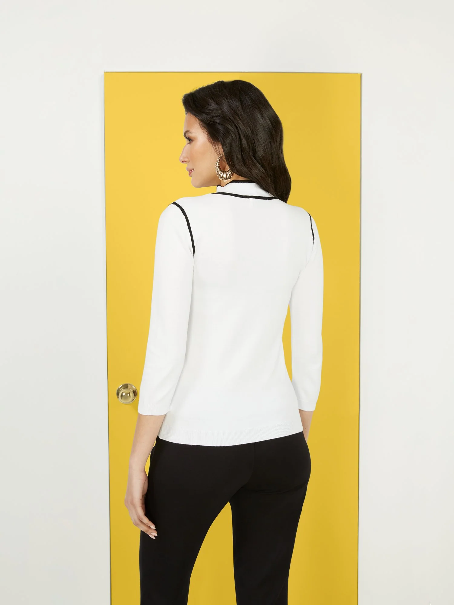 Bow-Tie 3/4-Sleeve Sweater - Image 3