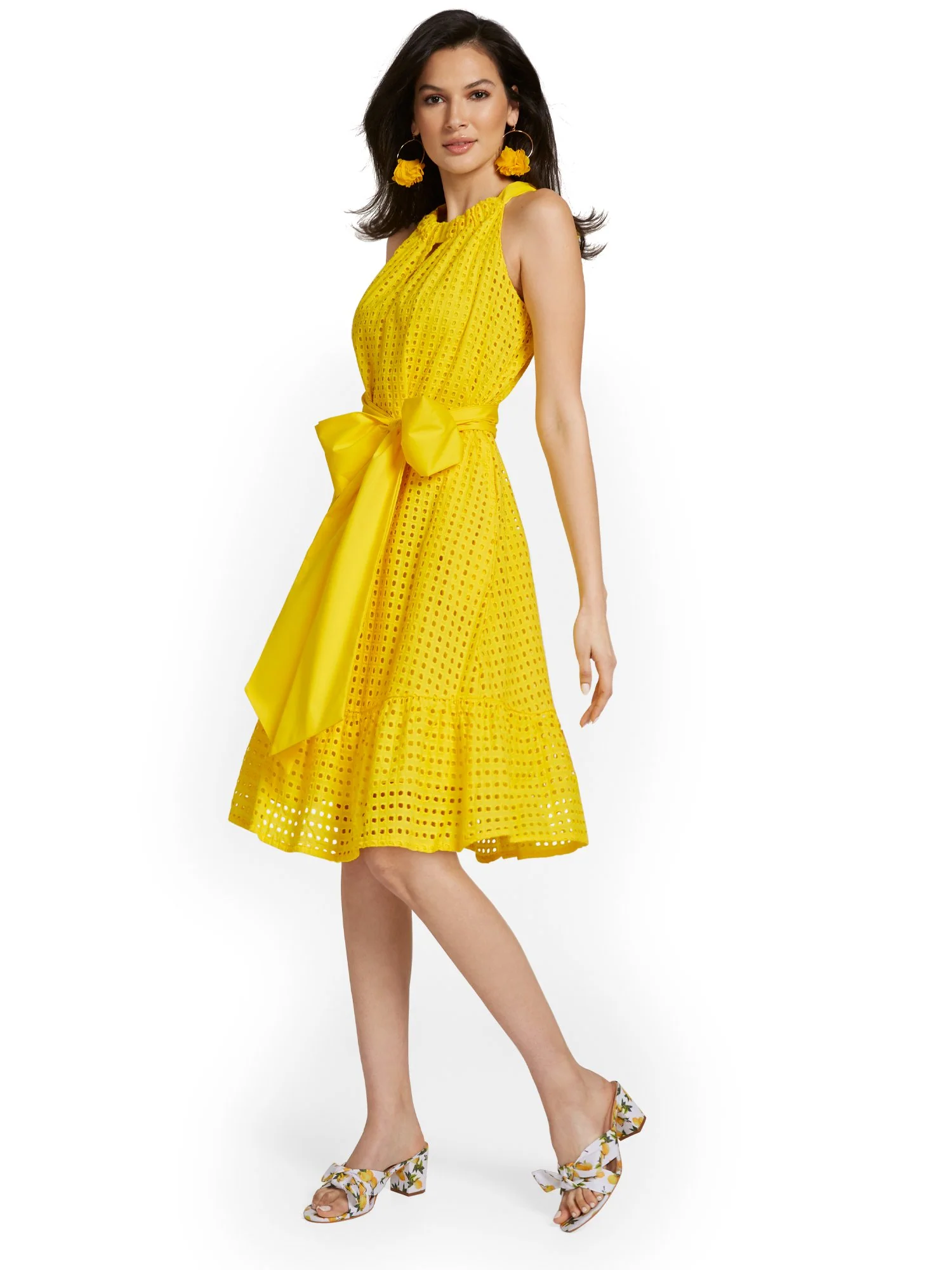Bow-Waist Eyelet Shift Dress - Image 9