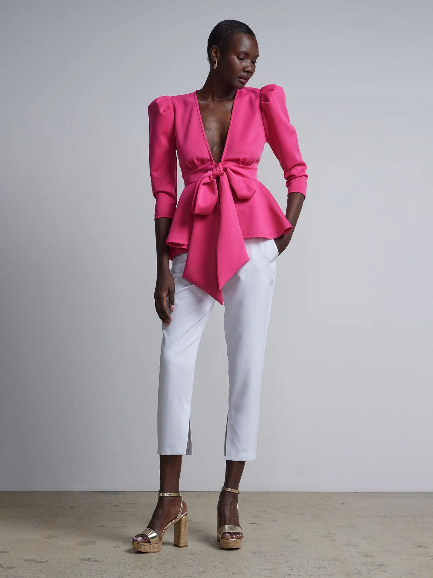 Bow-Waist Ruffle-Hem Top - Image 5