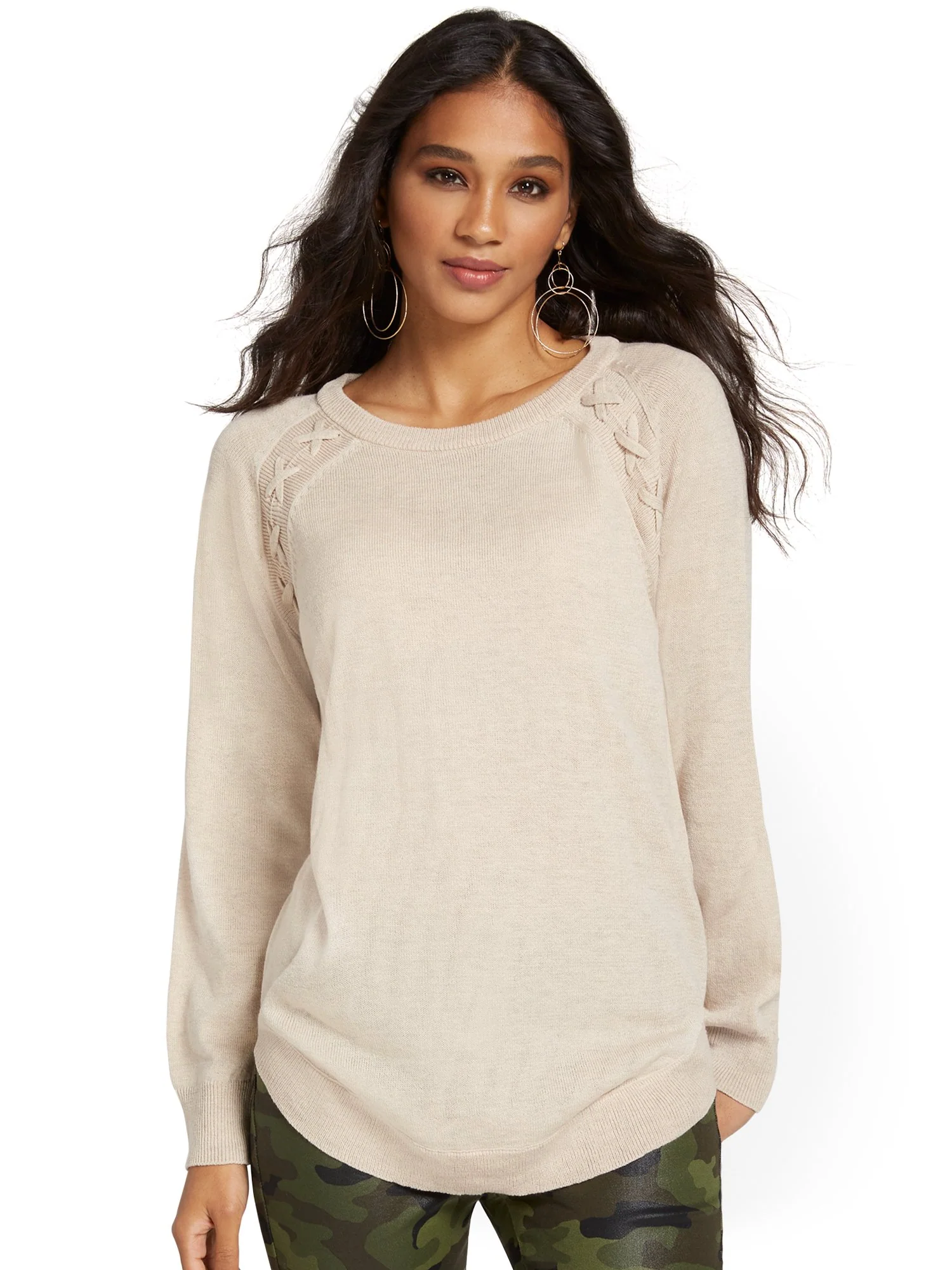 Braided Knit Tunic Sweater - Image 16