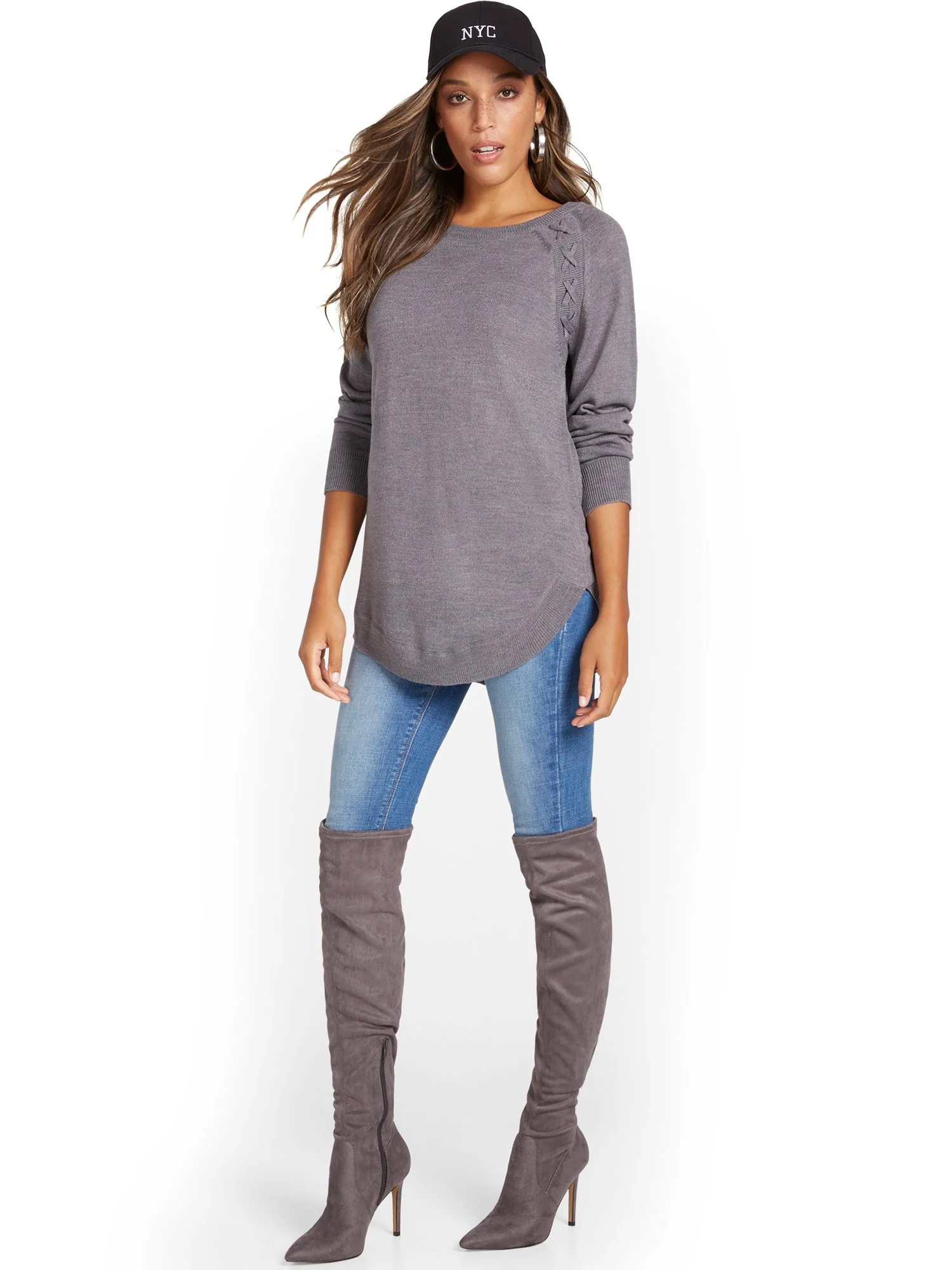 Braided Knit Tunic Sweater - Image 5