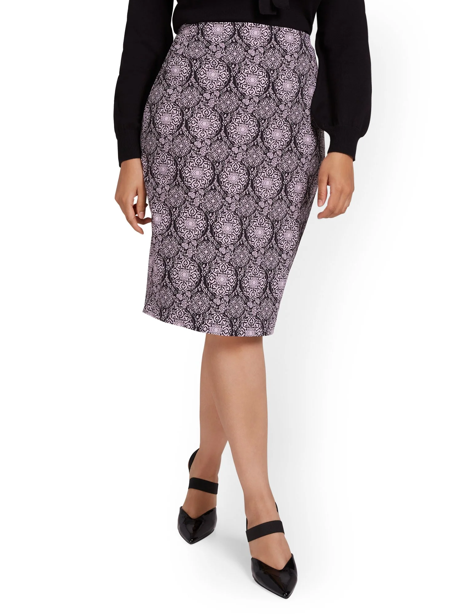 Brocade-Print Pencil Skirt - Image 2