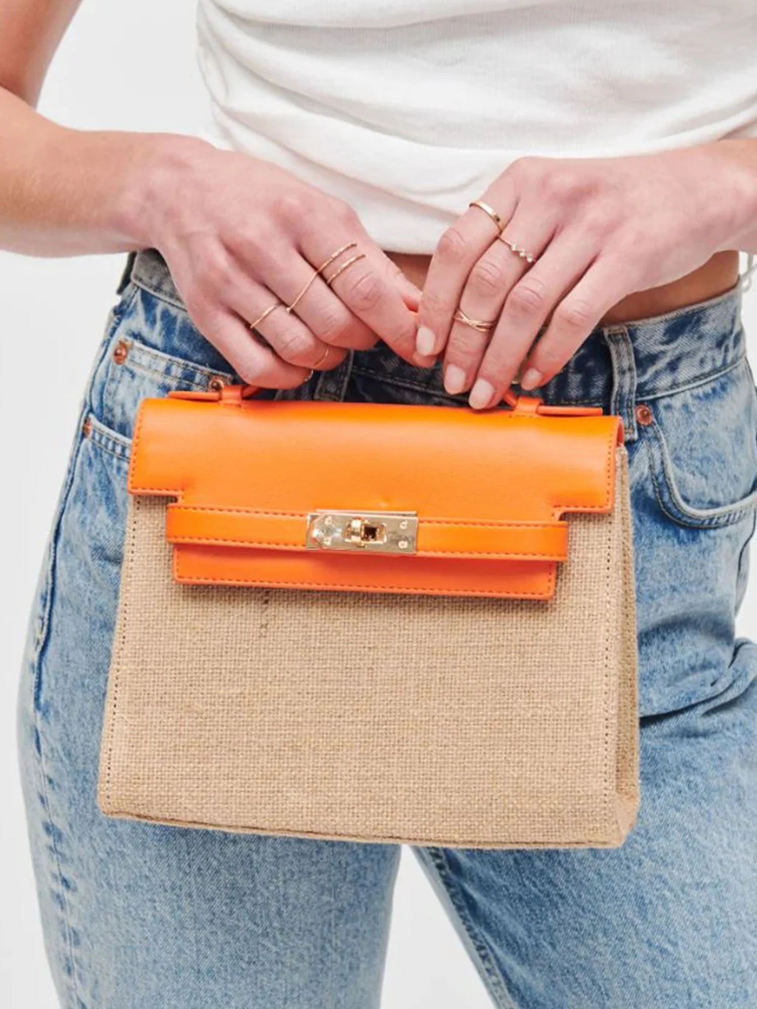 Urban Expressions Burlap Convertible Top Handle Bag - Brands We Love - Image 3