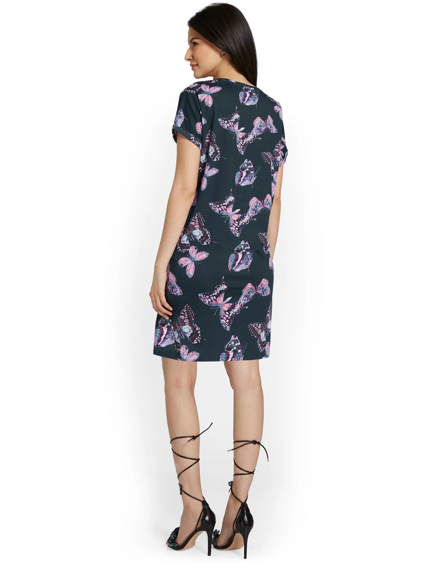 Butterfly-Print Crewneck Perfect Tee Dress - Image 3