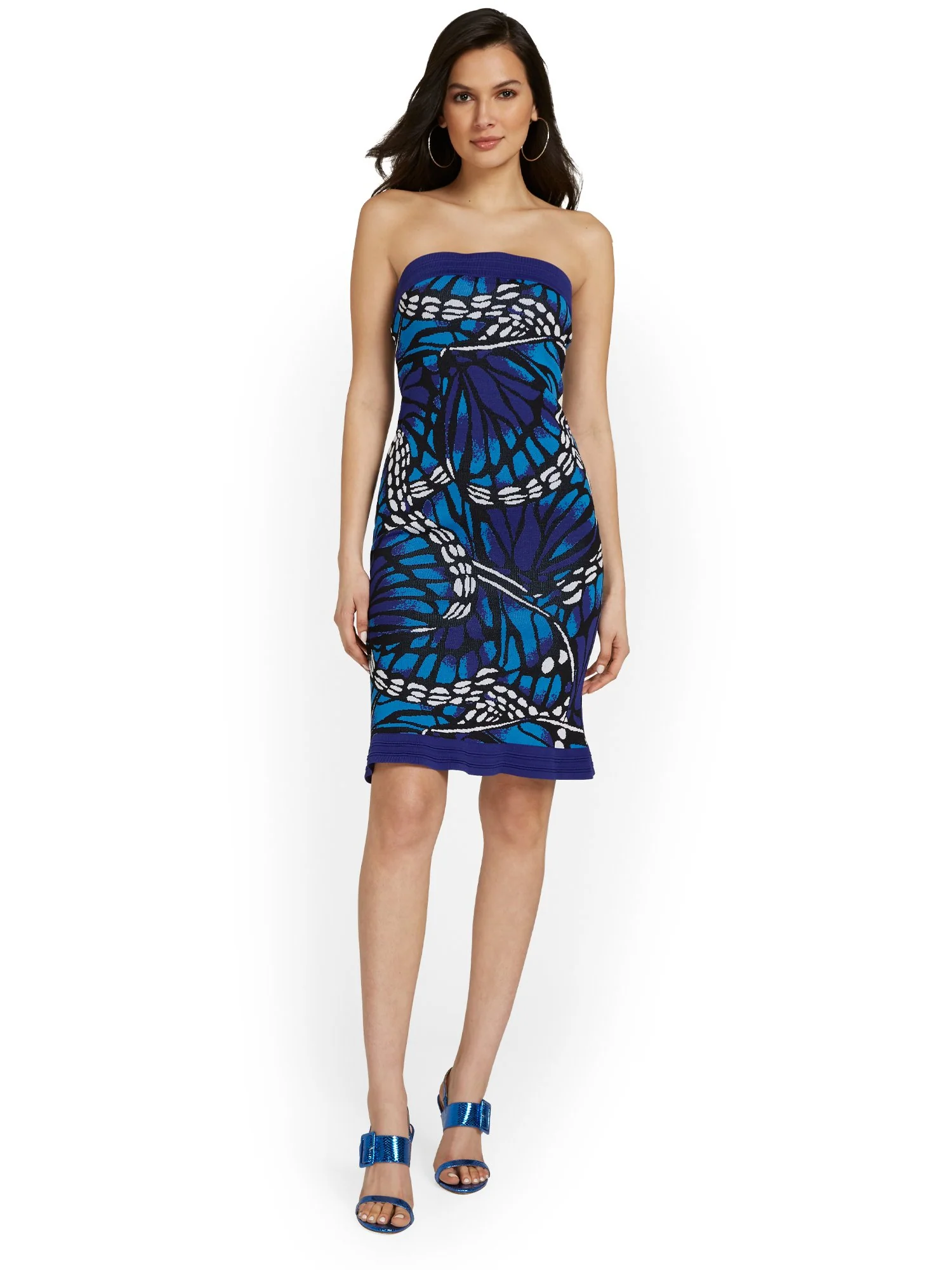 Butterfly-Print Strapless Sweater Dress - Image 4
