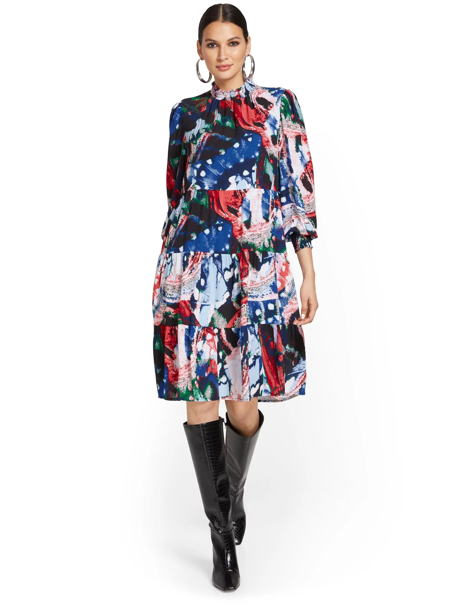 Butterfly-Print Tiered Dress - Image 2