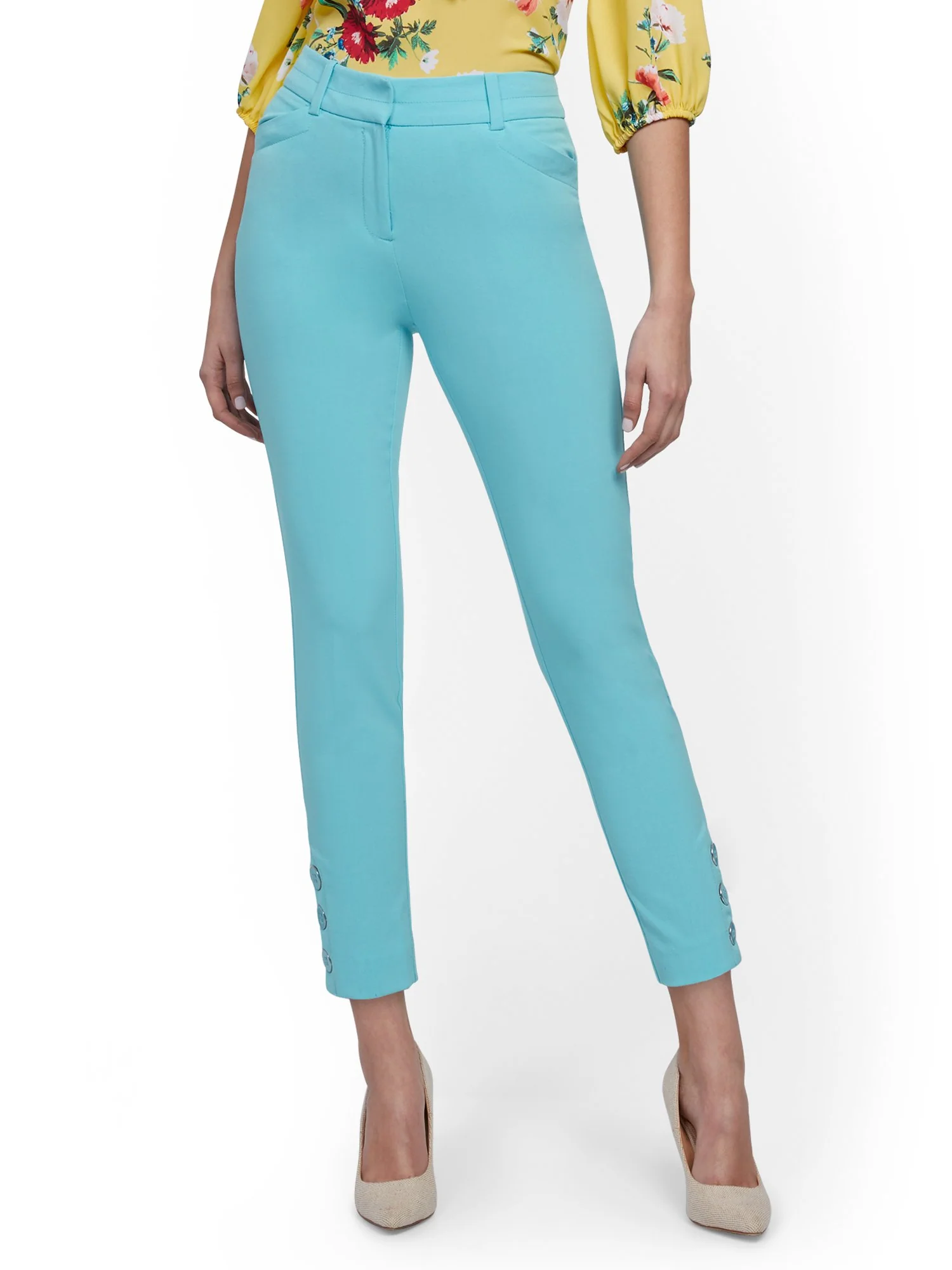 Button-Accent Ankle Pant - Modern Fit - Double Stretch - 7th Avenue - Image 26
