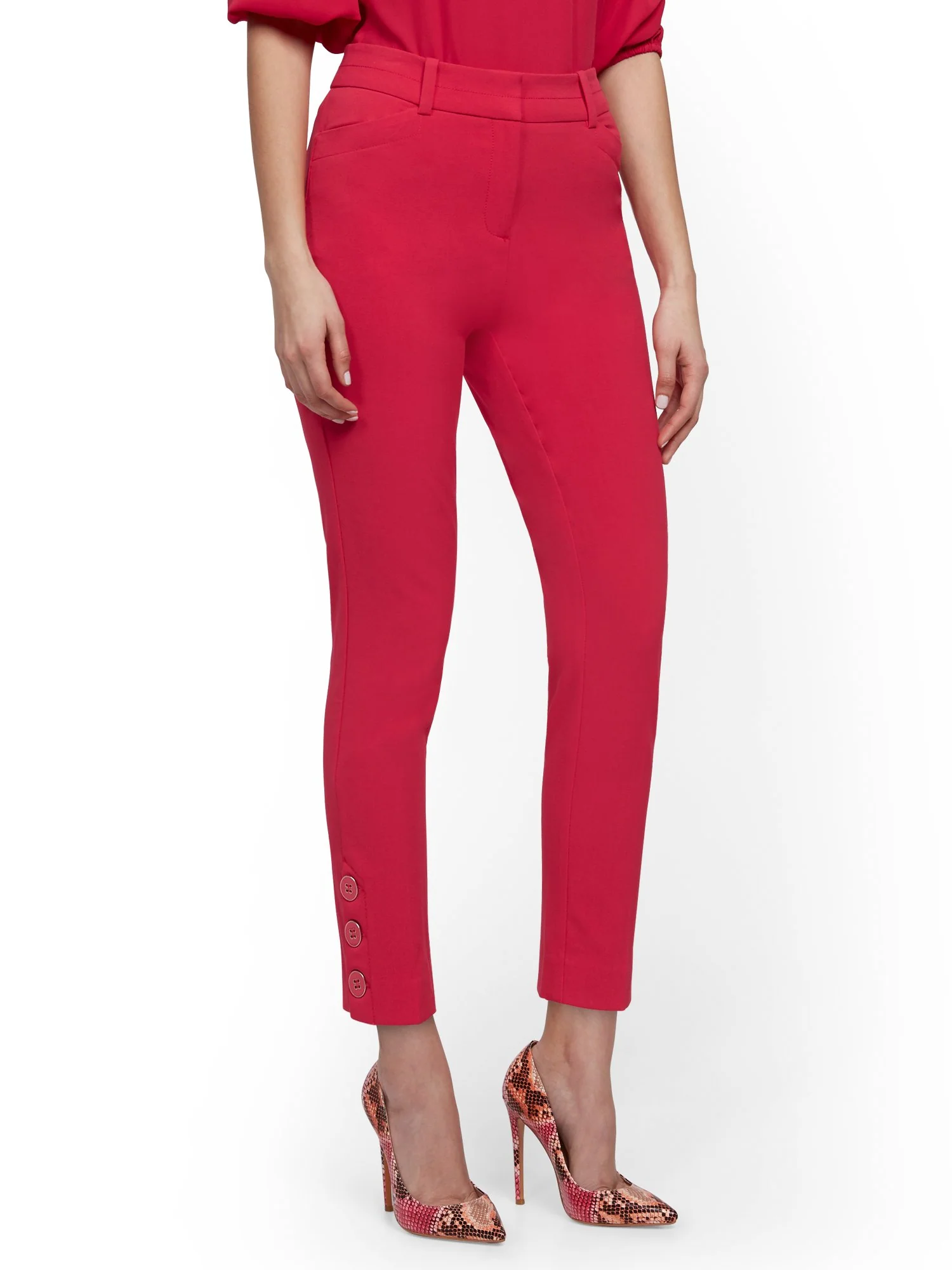 Button-Accent Ankle Pant - Modern Fit - Double Stretch - 7th Avenue - Image 7