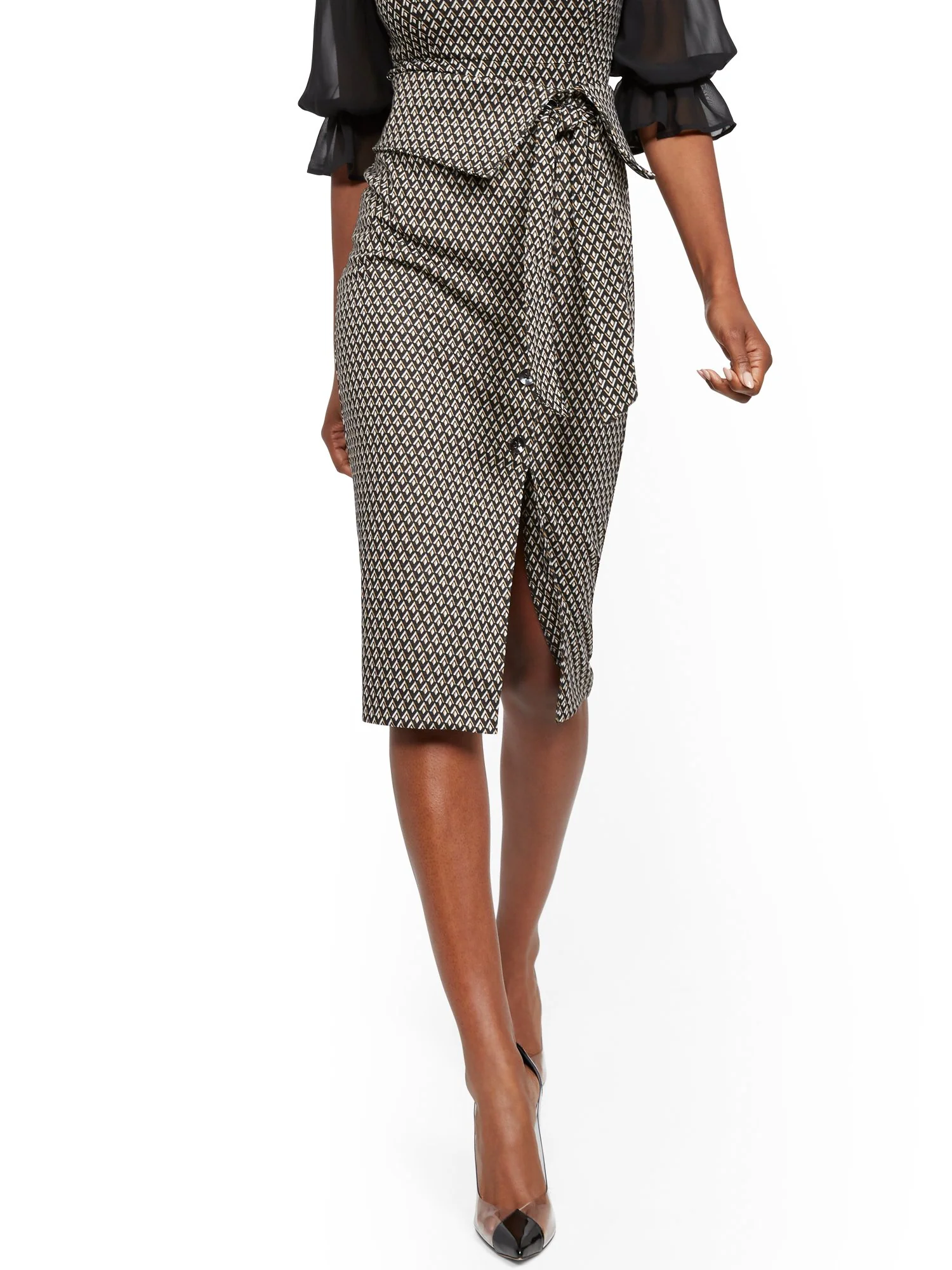Button-Accent Foldover Pencil Skirt - 7th Avenue - Image 2