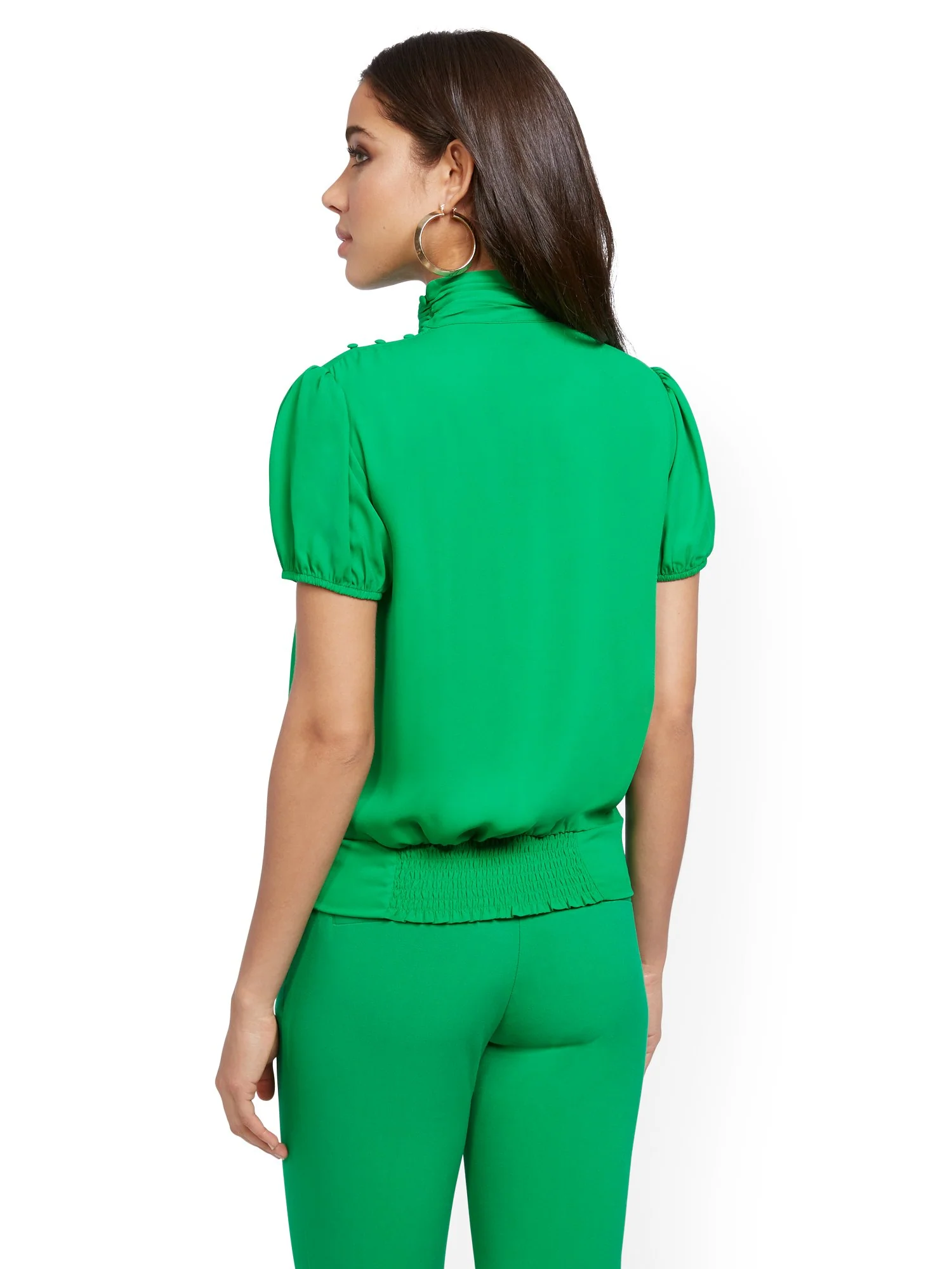 Button-Accent Scarf Blouse - 7th Avenue - Image 6